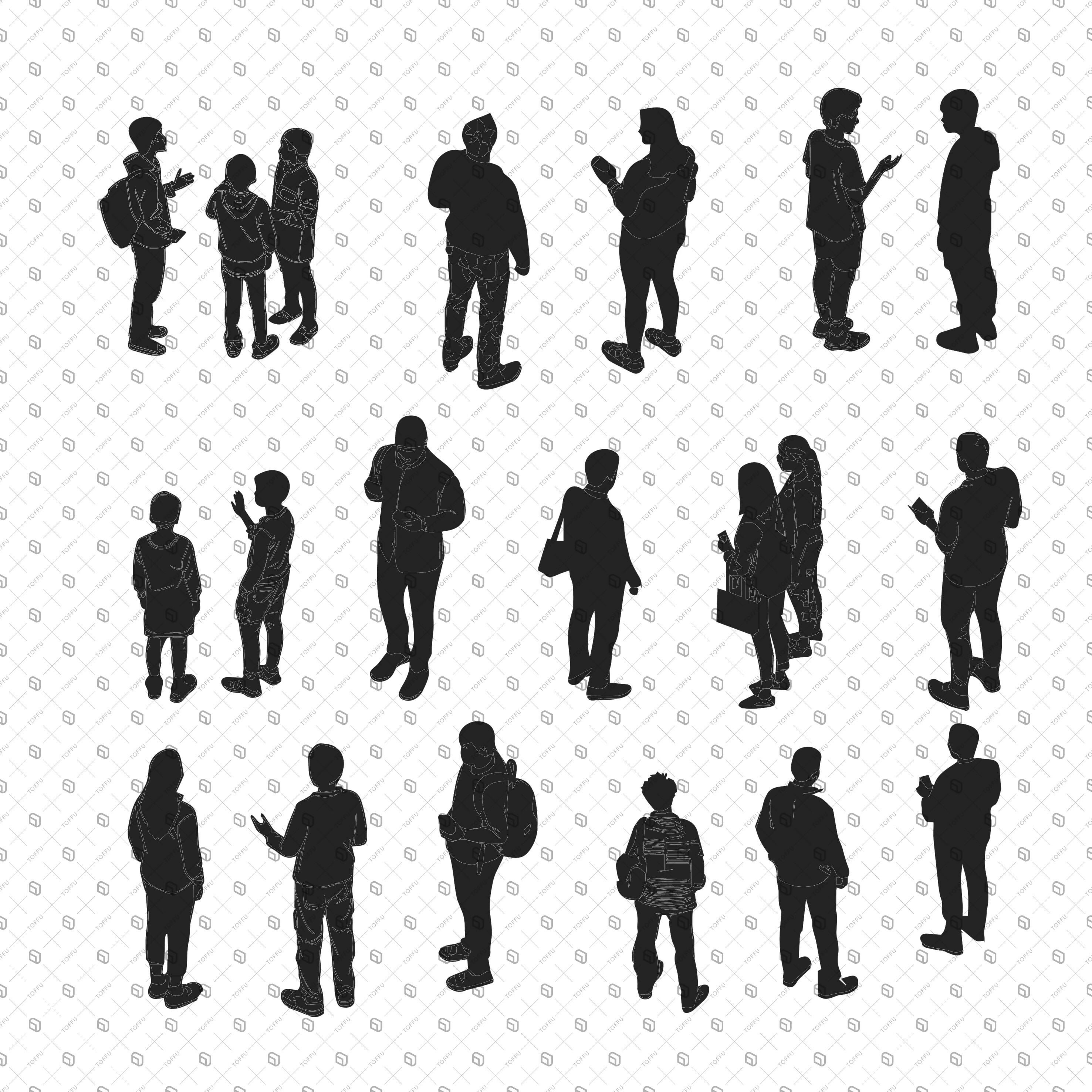 Axonometric People Silhouettes PNG - Toffu Co