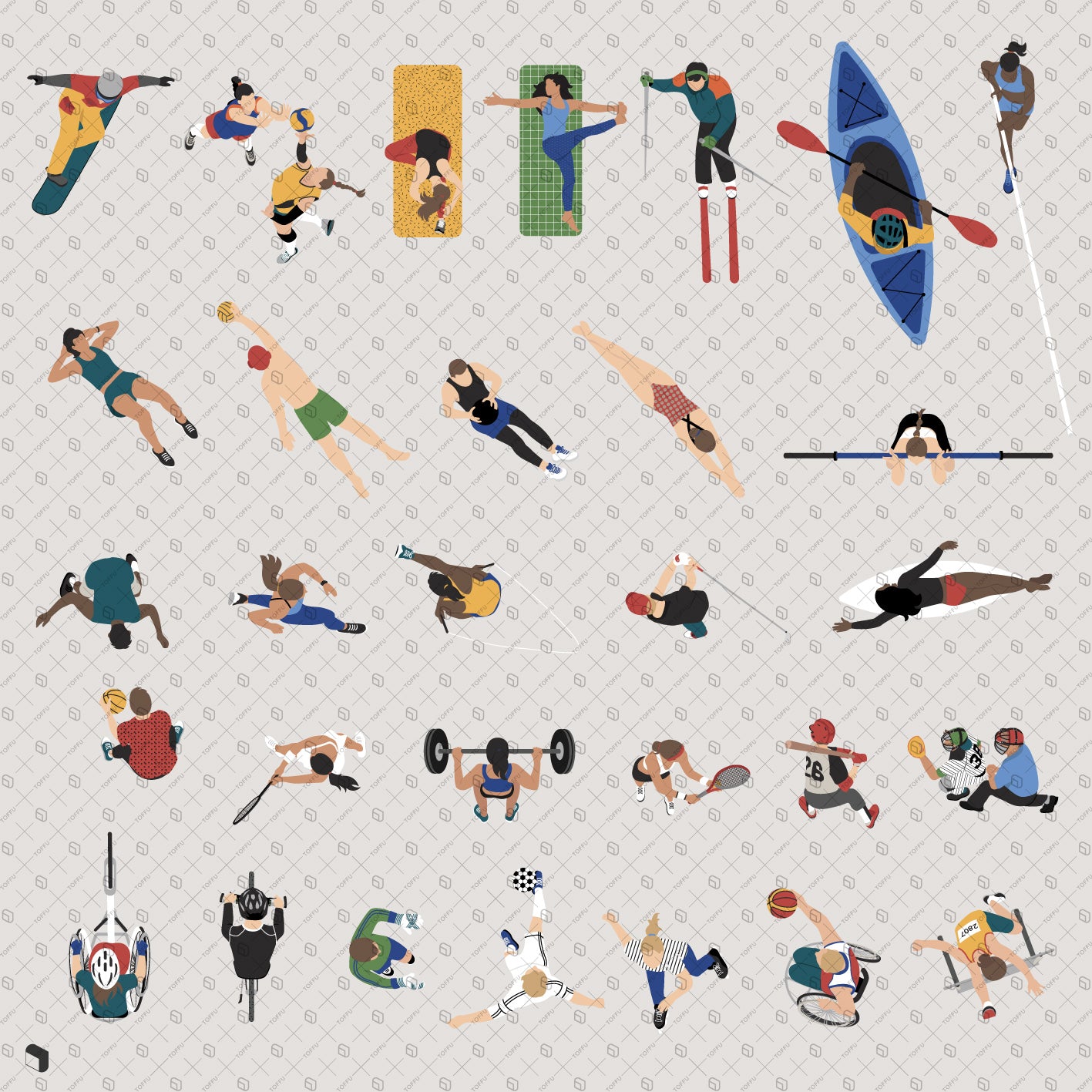Flat Vector Sports People Top View PNG - Toffu Co