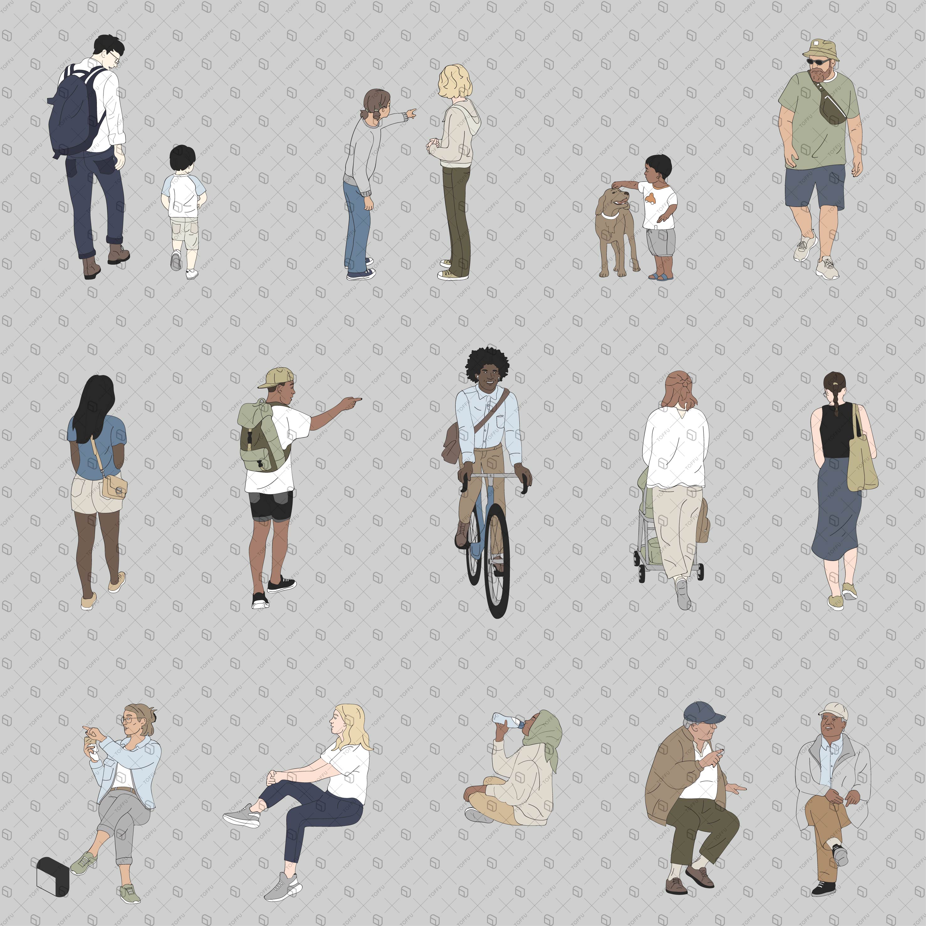 Flat Vector Everyday Public Space People PNG - Toffu Co