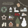 Flat Vector Christmas Pack - Decorations, Tree, Snowman PNG - Toffu Co