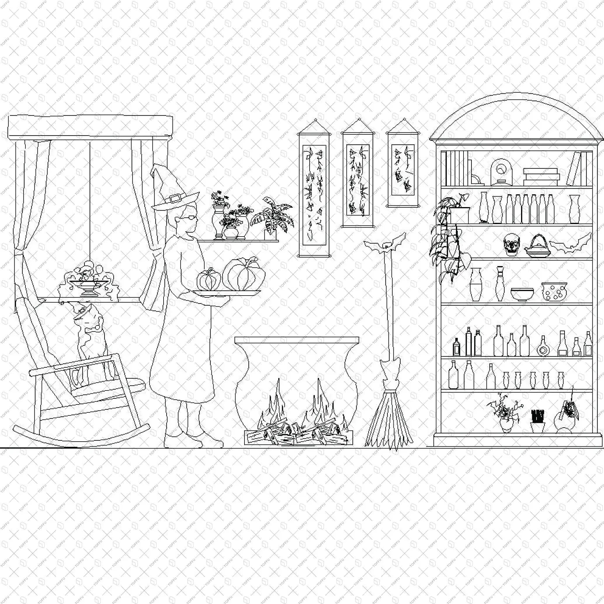 Cad Halloween Party DWG | Toffu Co