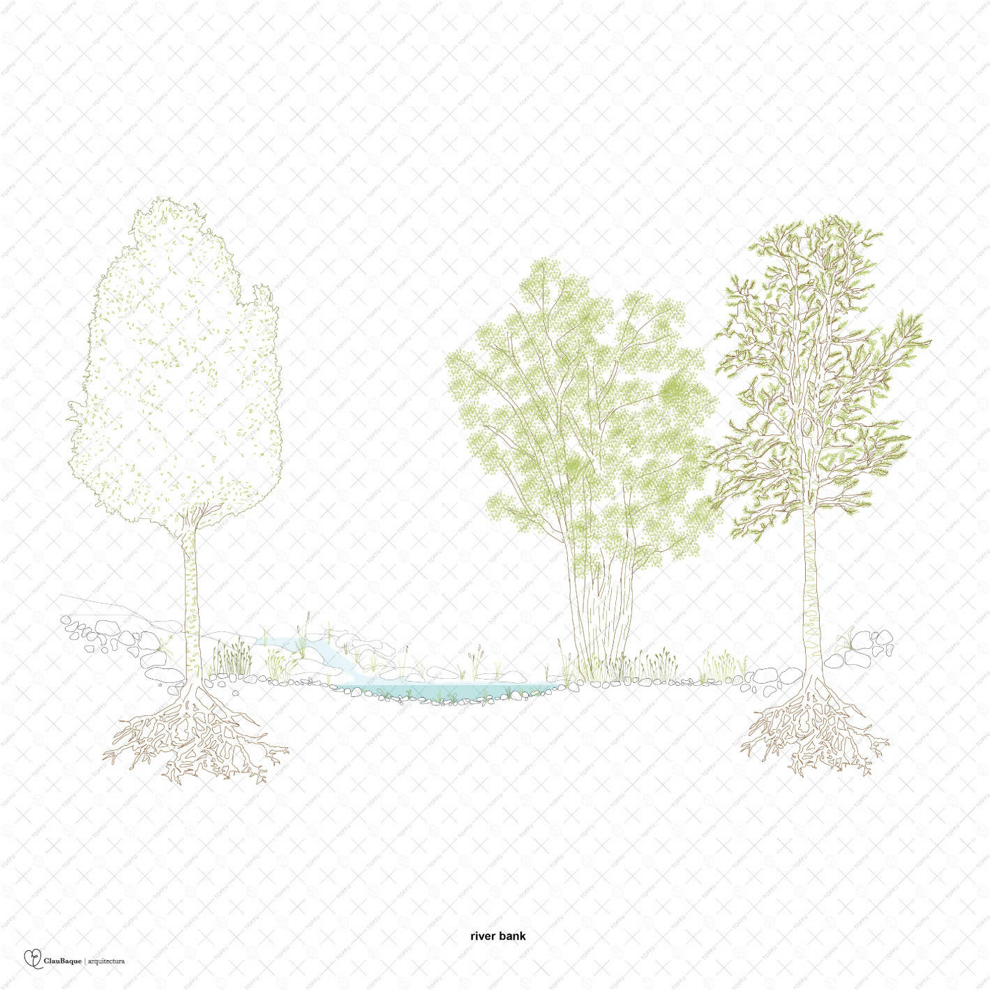 Cad River Bank Forest DWG | Toffu Co