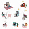 Flat Vector Reading Corner With People PNG - Toffu Co
