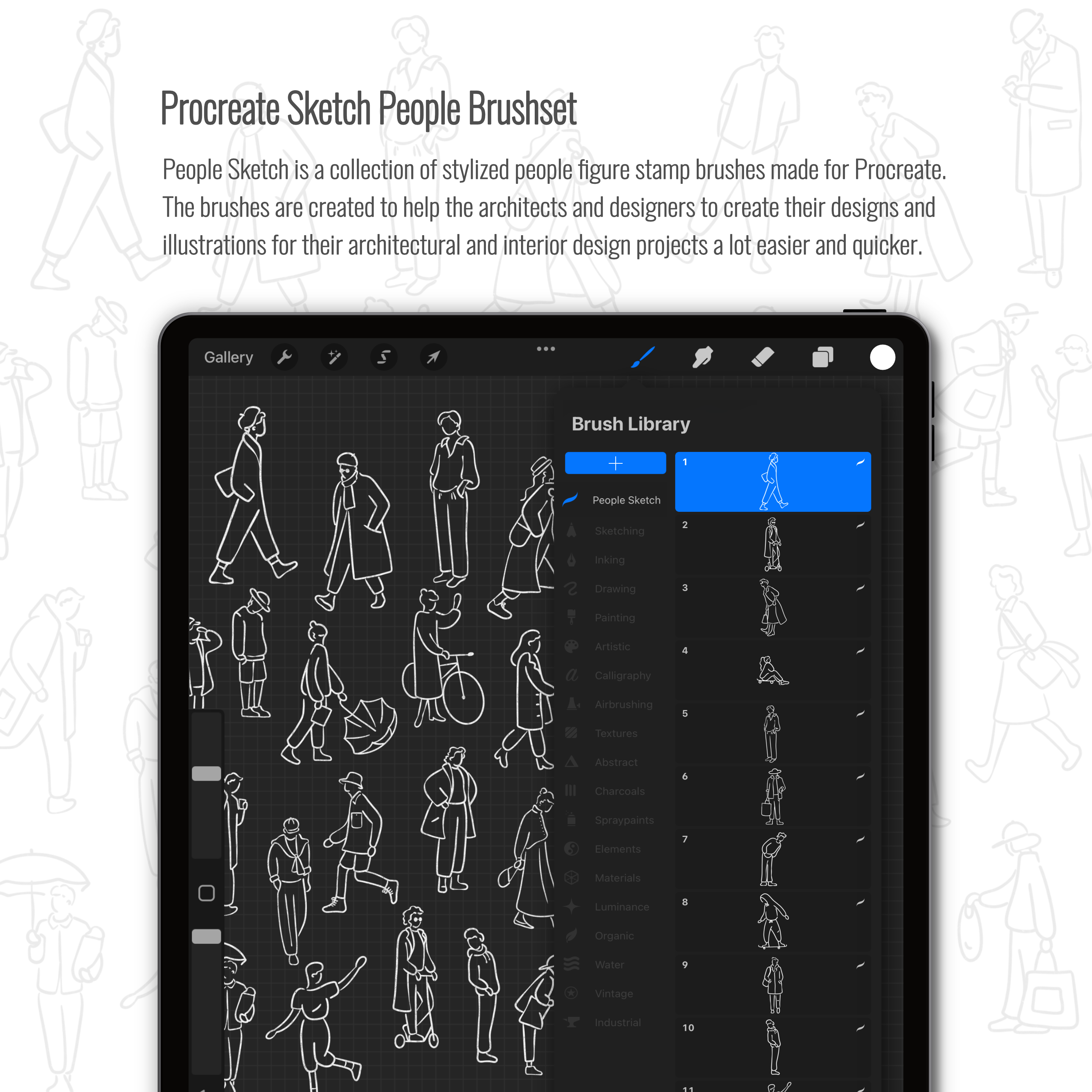 Procreate Sketch People Brushset PNG - Toffu Co