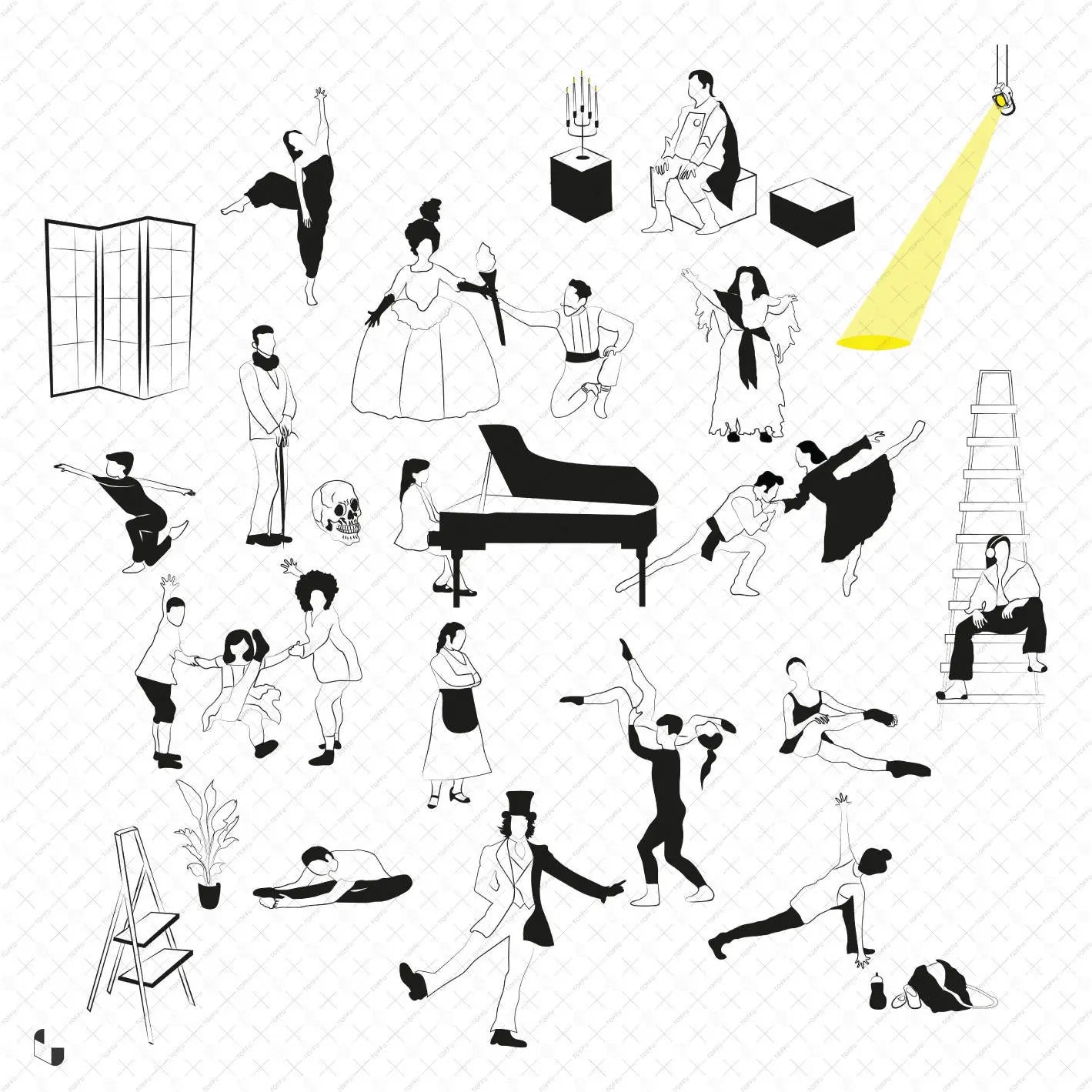 Flat Vector Performers on Stage - Toffu Co