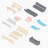 Axonometric Furniture PNG - Toffu Co