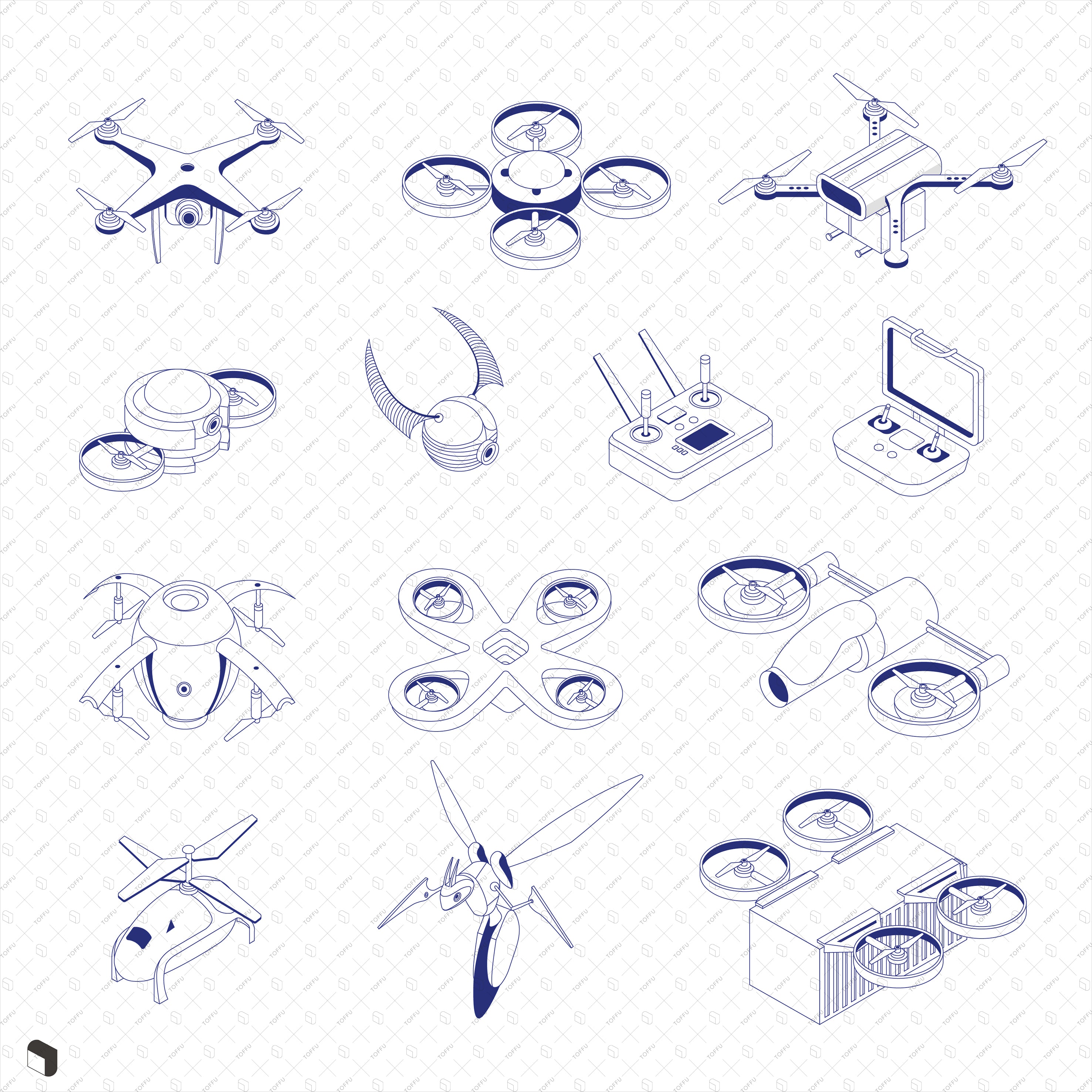 Axonometric Drone Port PNG - Toffu Co