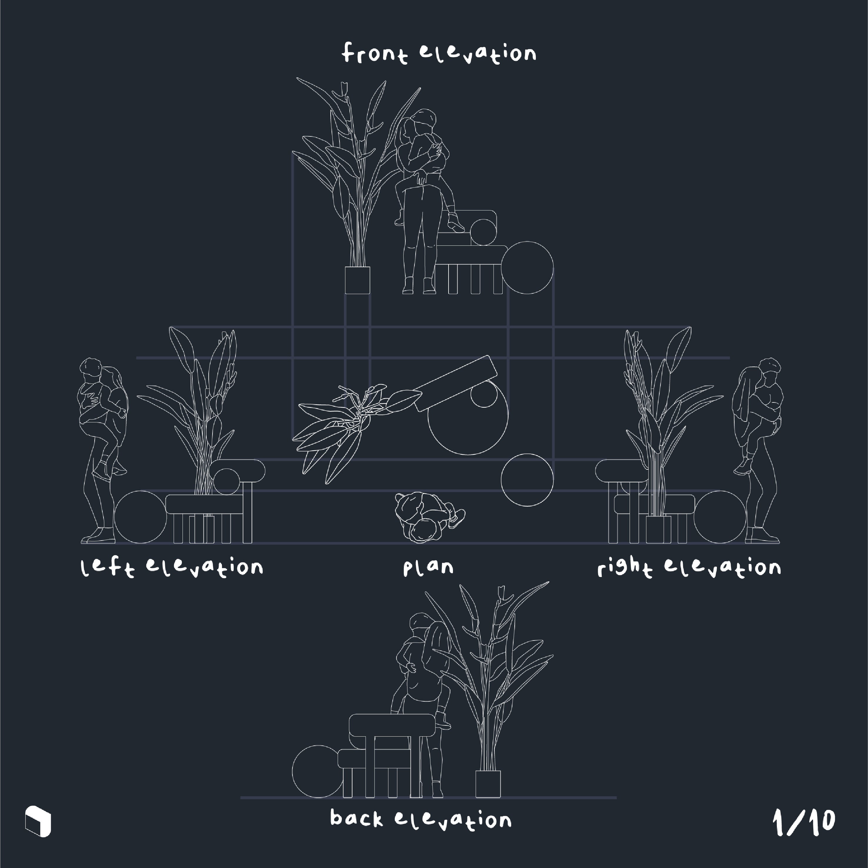 Cad Multi-Angle Scene 3 DWG | Toffu Co