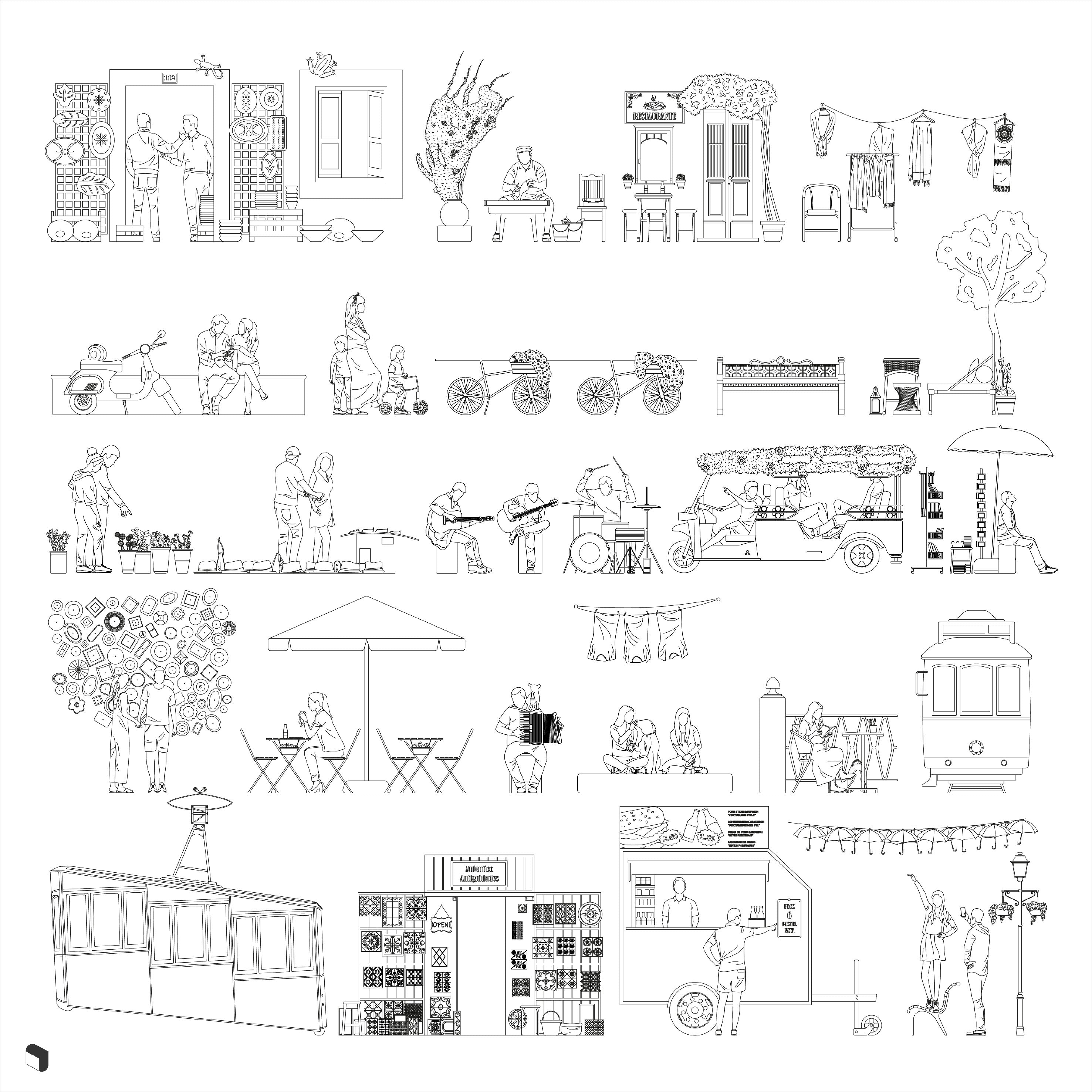 Autocad 2D DWG Furniture Block Drawings Templates Home Decor -  Portugal