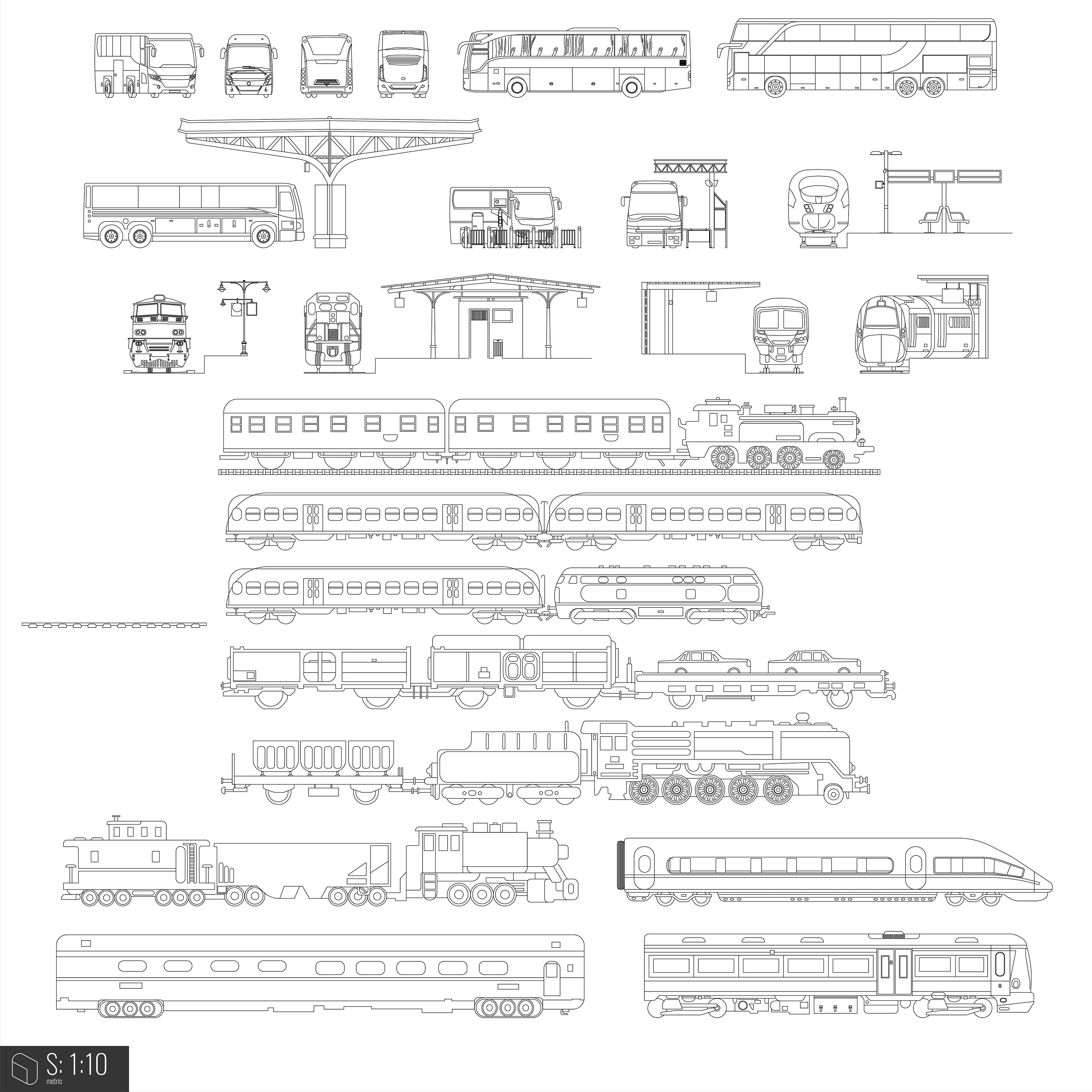 Cad Intercity Transportation Vehicles DWG | Toffu Co