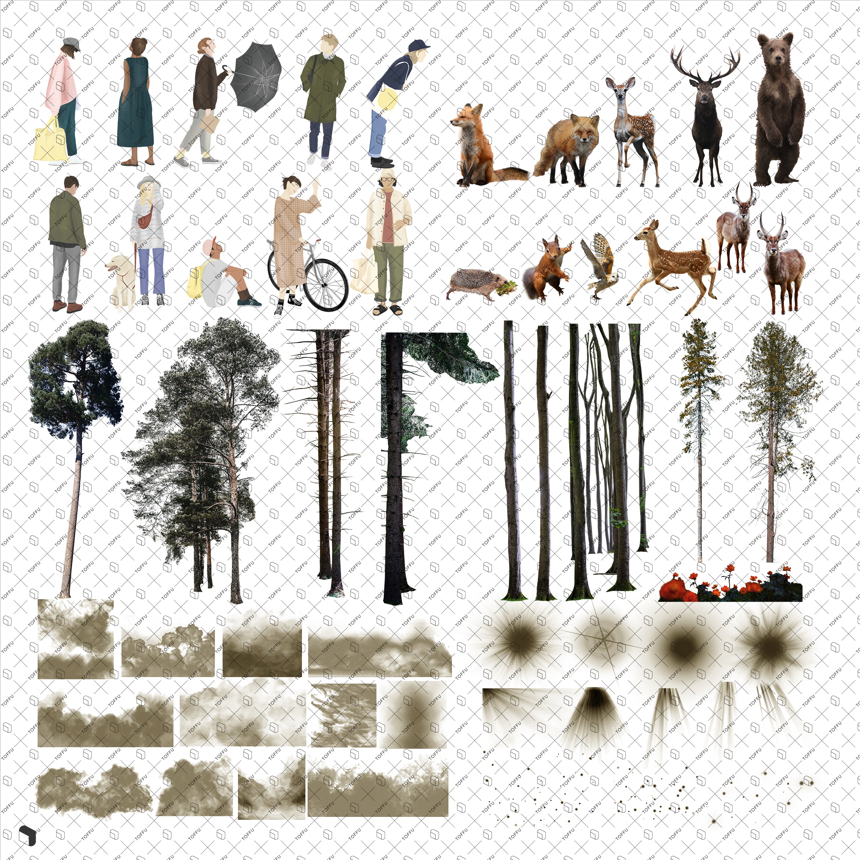 Cutout Brush Post-Digital Collage Creative Content Bundle PNG - Toffu Co