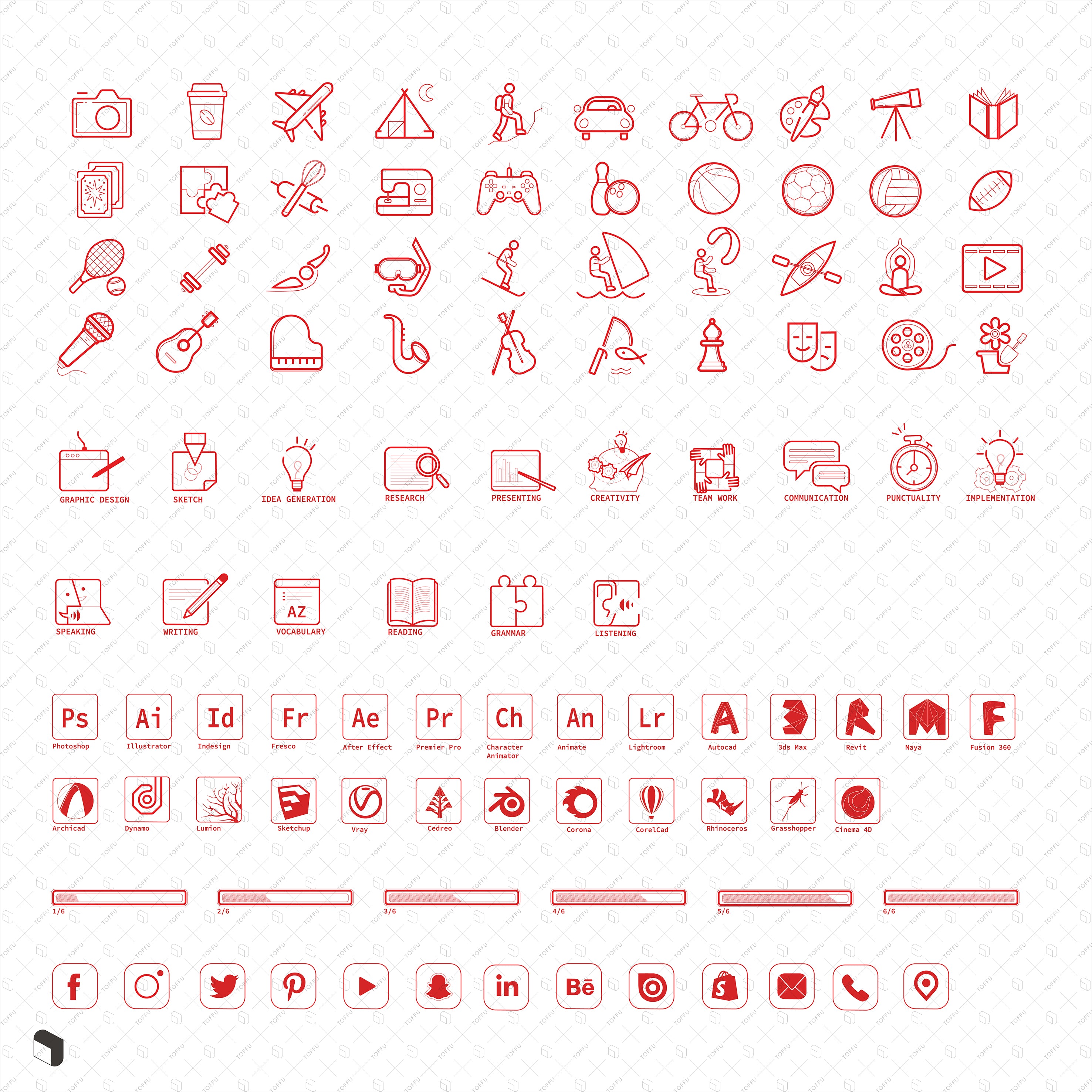 Simple CV Flat Icons PNG - Toffu Co