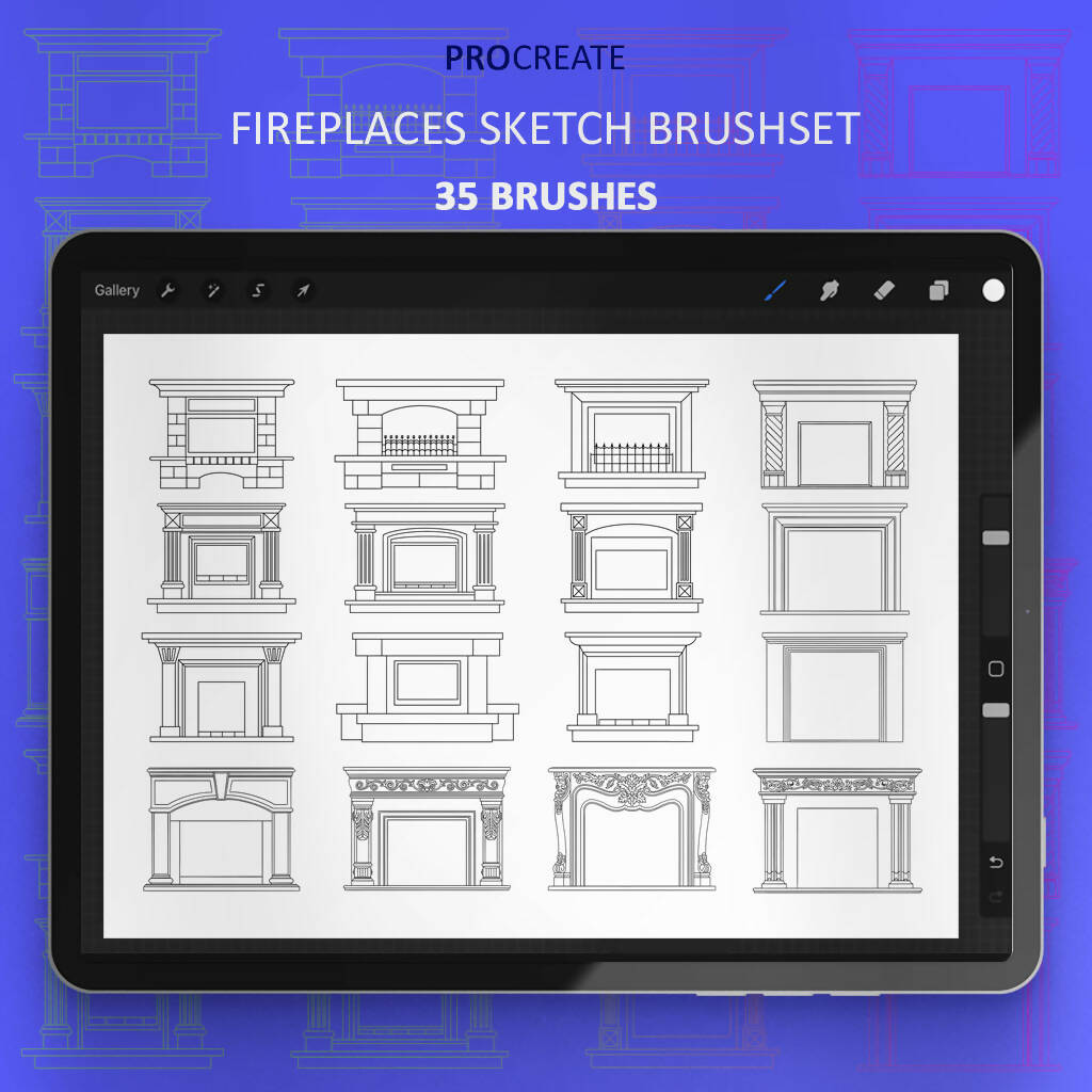 Procreate Fireplaces Sketch Brushset PNG - Toffu Co