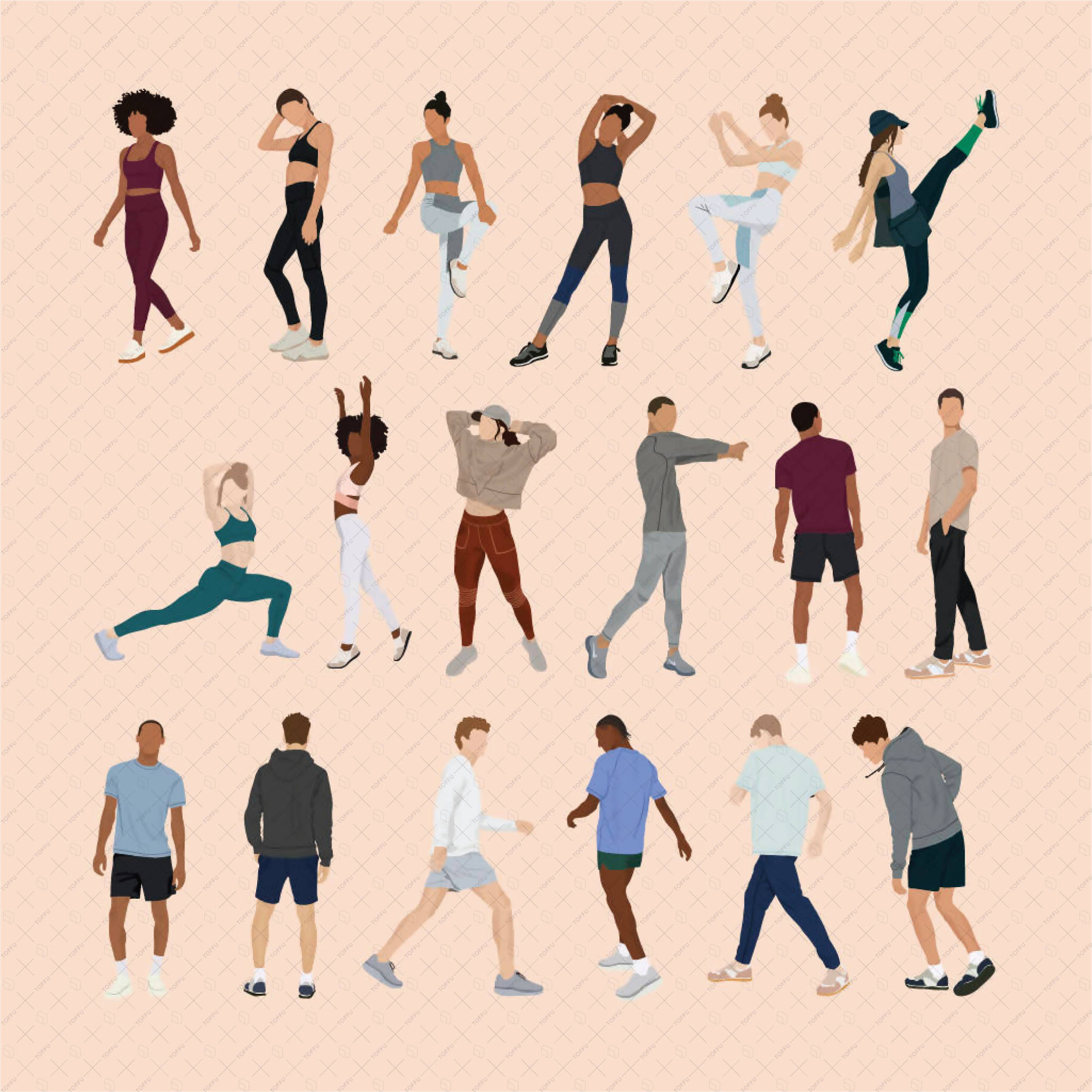 People Exercising Clipart Vector, Exercise People, Exercise