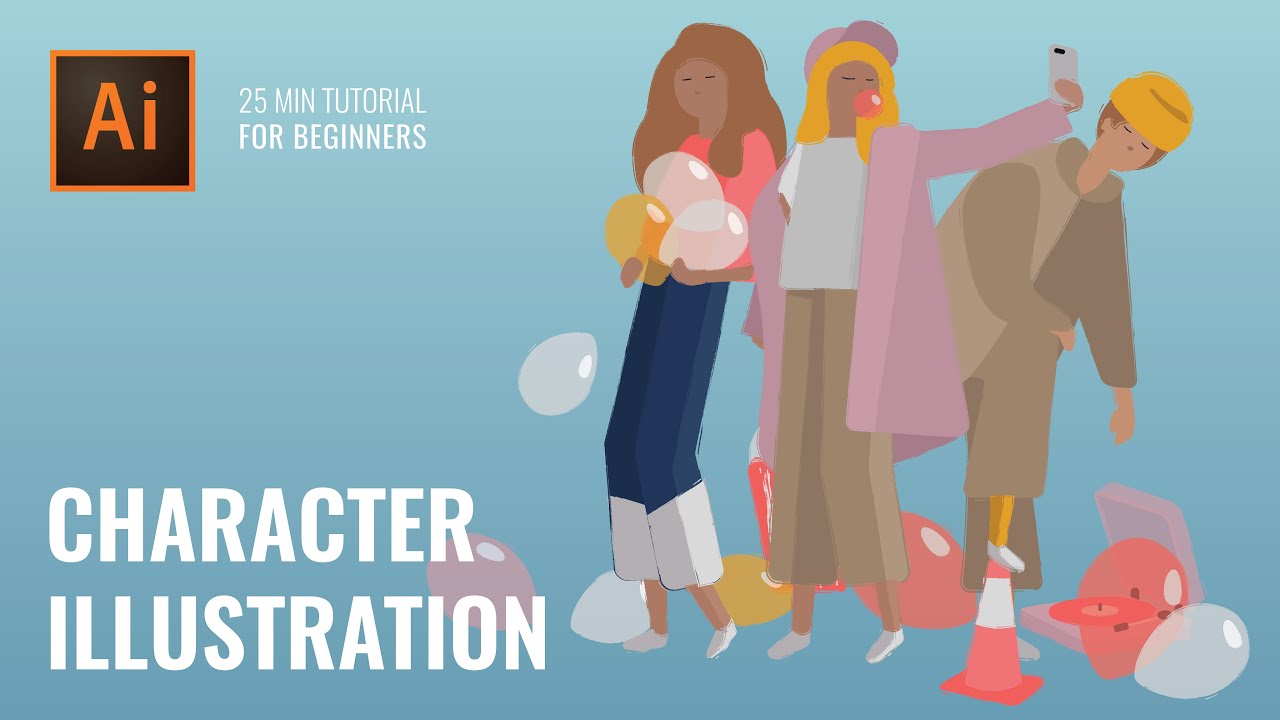 Easy Flat Character Illustration - Adobe Illustrator Tutorial - Drawing Without Reference | Toffu Blog