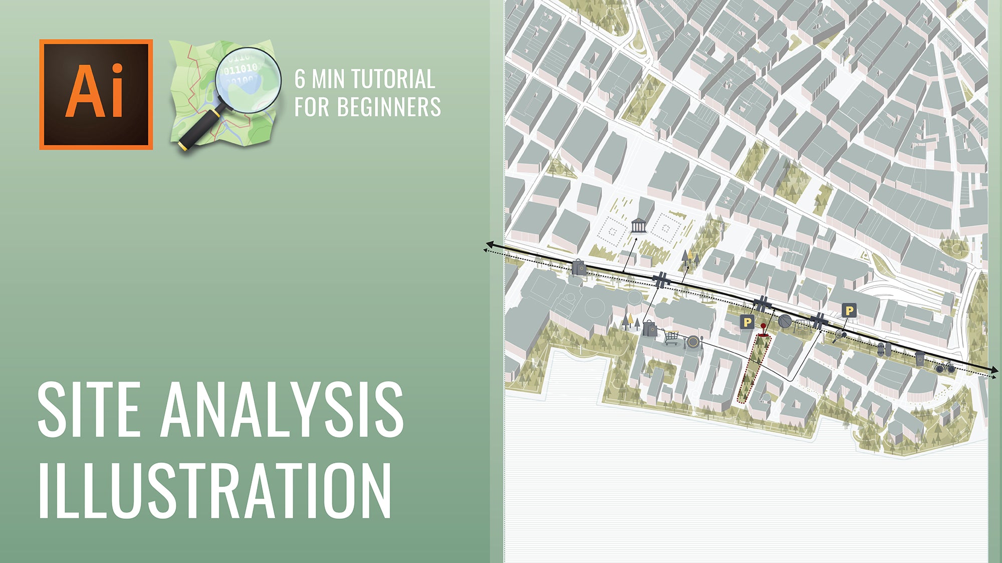Illustrator & OpenStreetMap Site Diagram Tutorial - Visualize Site Analysis Using Adobe Illustrator
