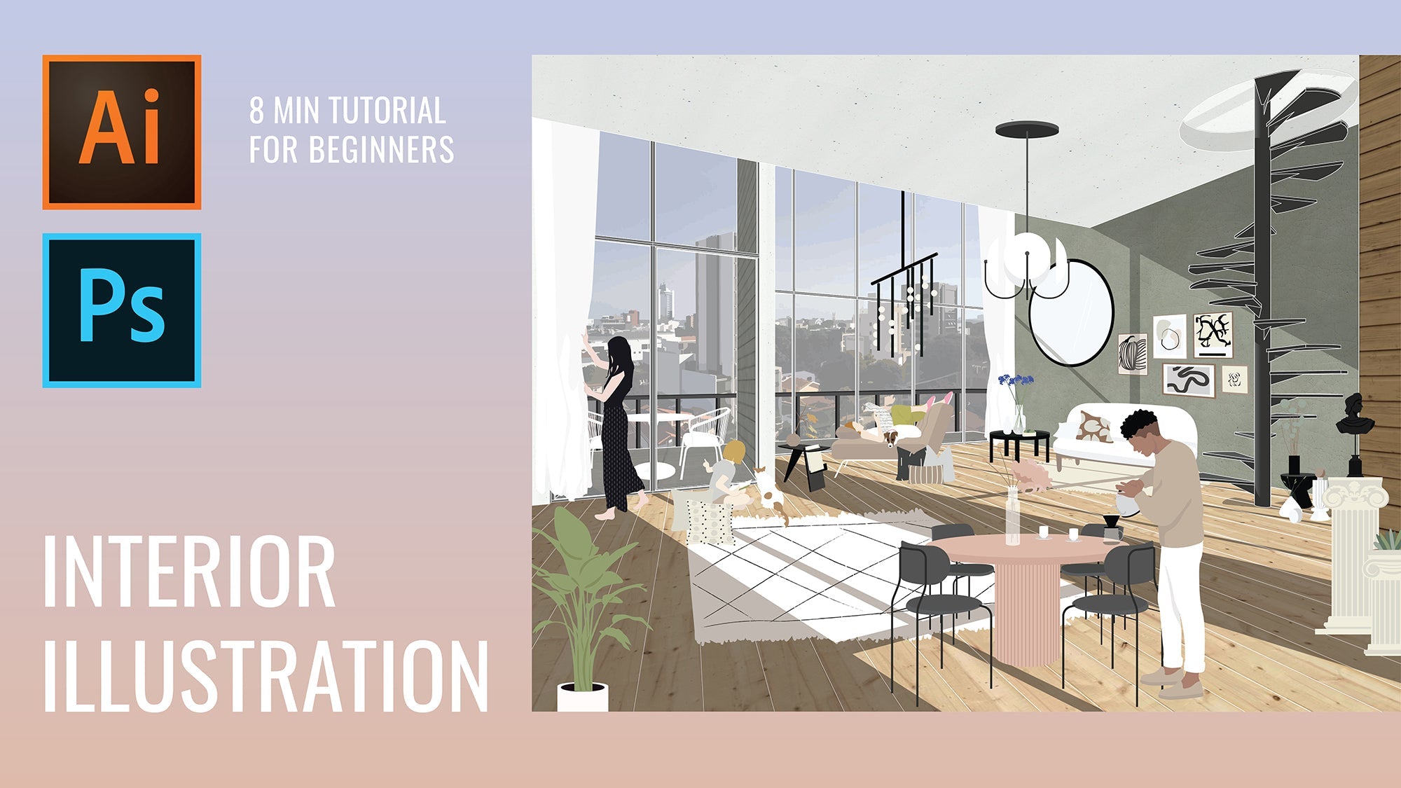 Interior Illustration Tutorial - Adobe Illustrator & Photoshop Tutorial | Toffu Blog