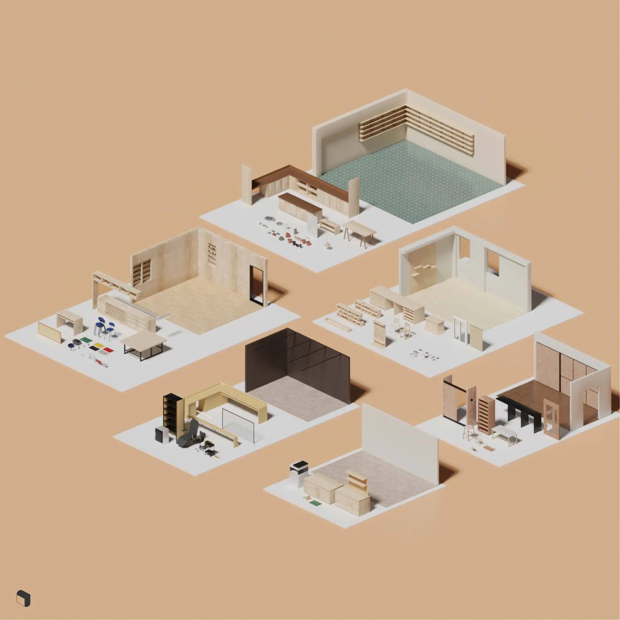 3D Model Workshop Setups Digital Artwork drawings | Toffu Co