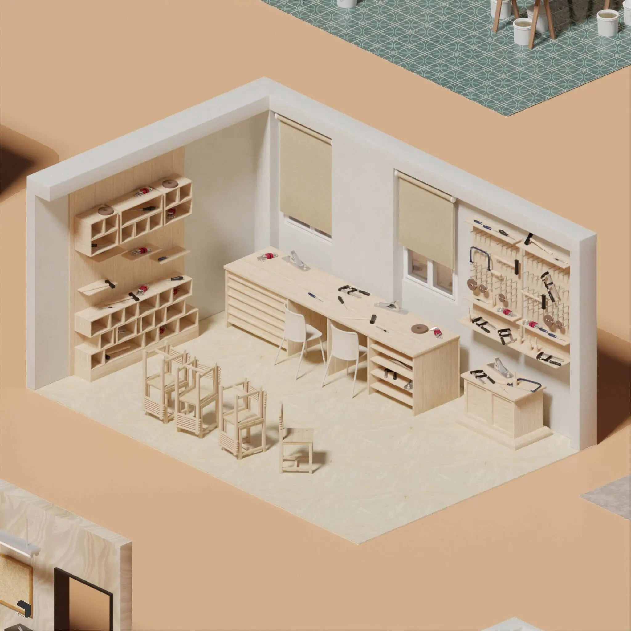 3D Model Workshop Setups Digital Artwork drawings | Toffu Co