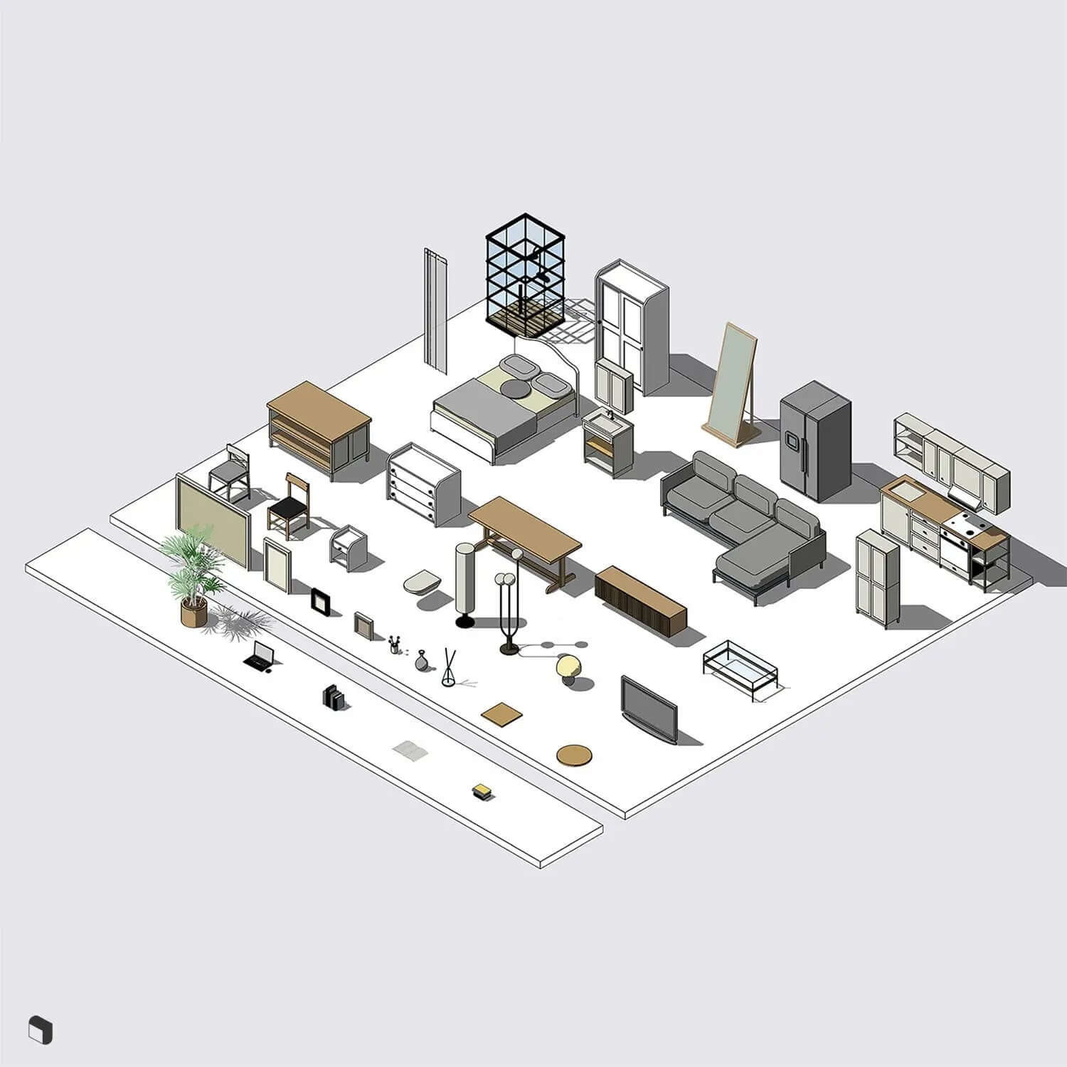 3D Model Revit Ikea Home Digital Artwork drawings | Toffu Co