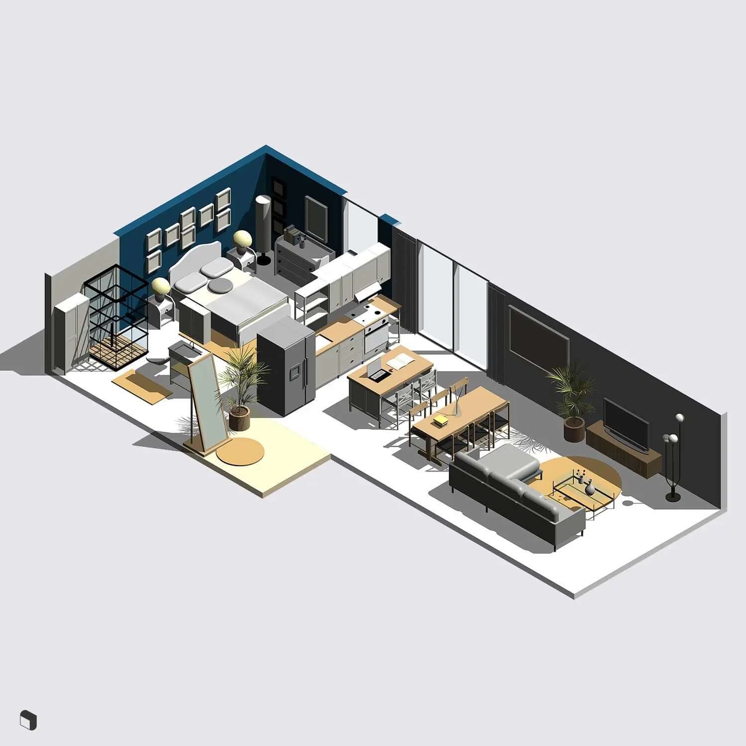 3D Model Revit Ikea Home Digital Artwork drawings | Toffu Co