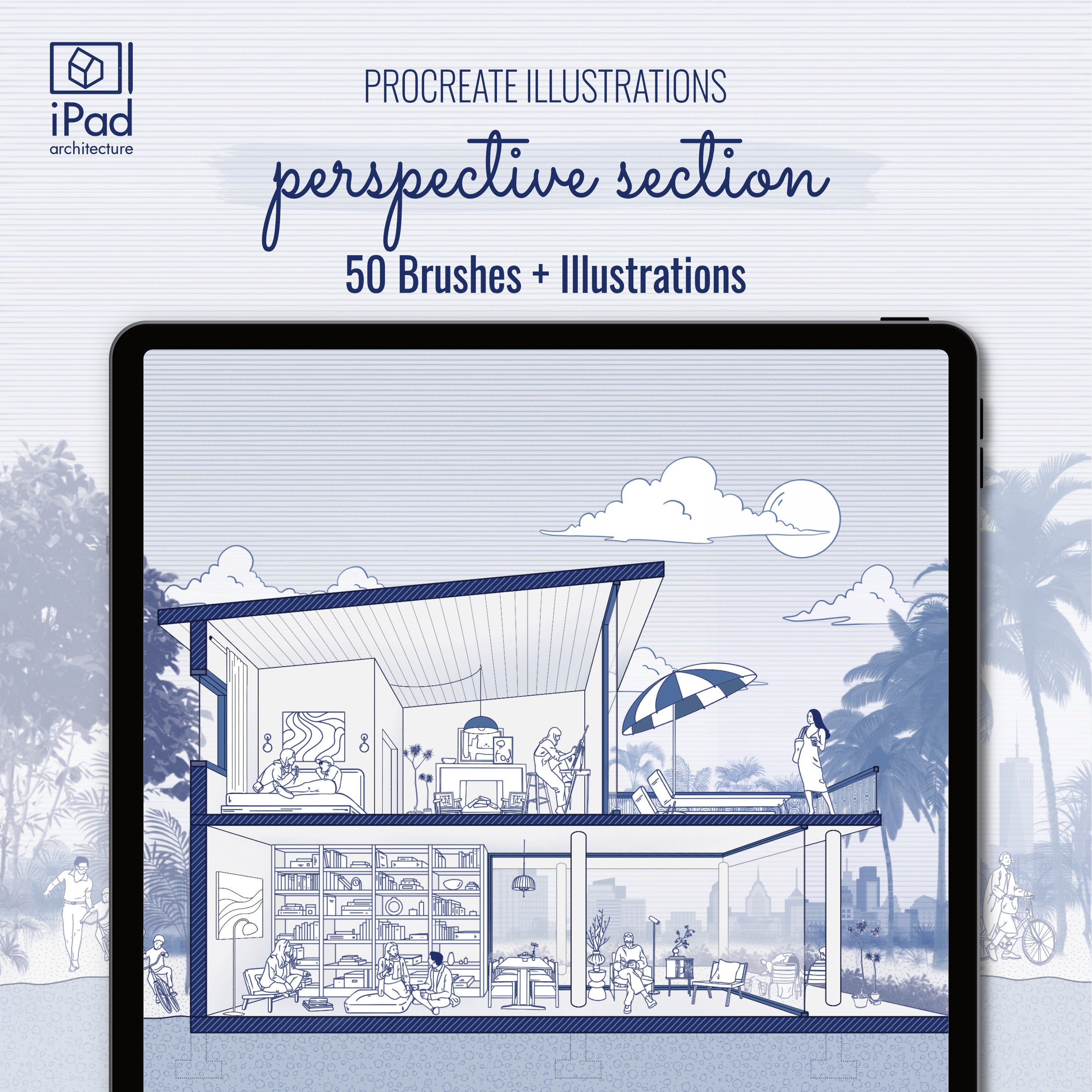 Procreate Perspective Section Brushset & Illustrations PNG - Toffu Co