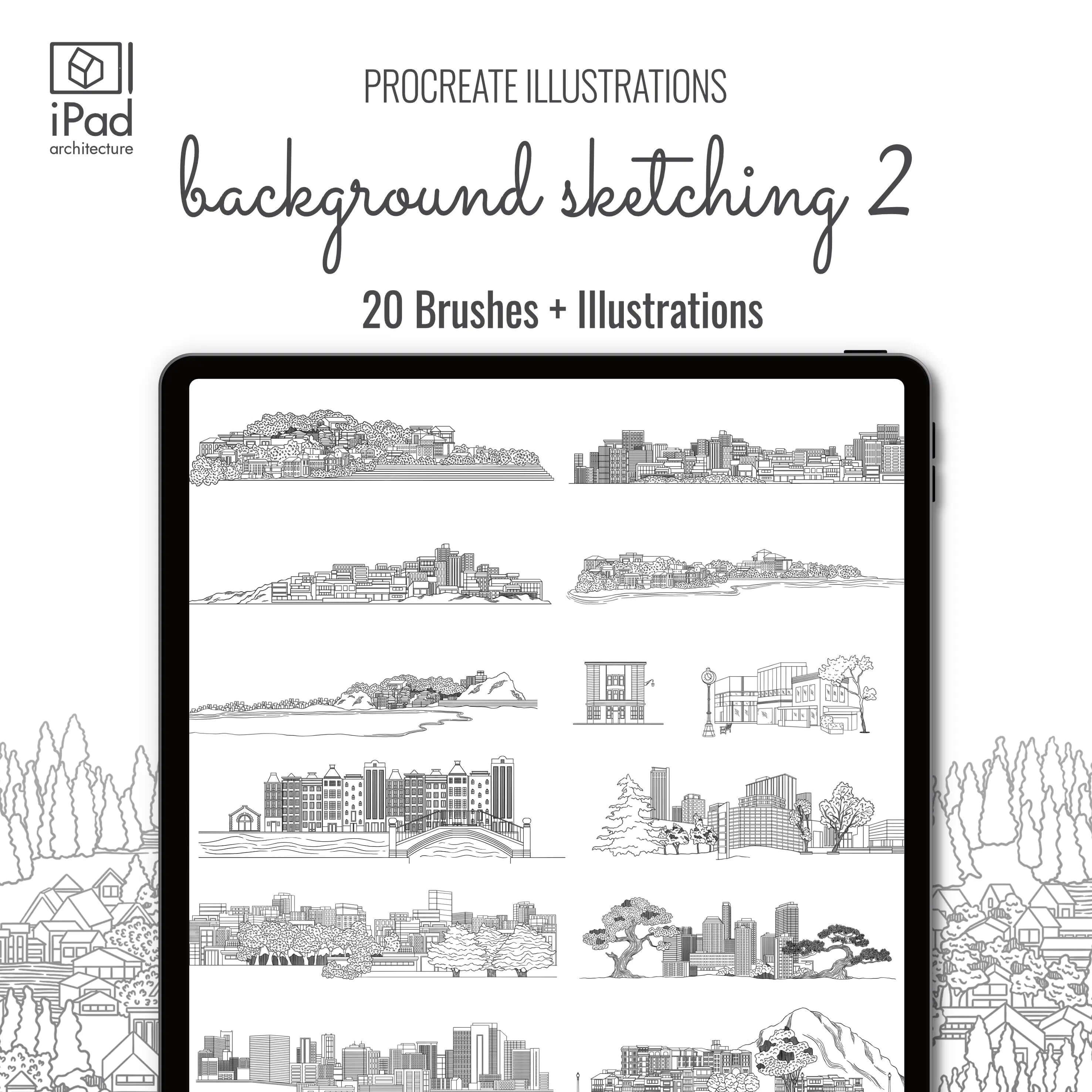 Procreate Background Sketching Brushset & Illustrations 2 Digital Artwork drawings | Toffu Co