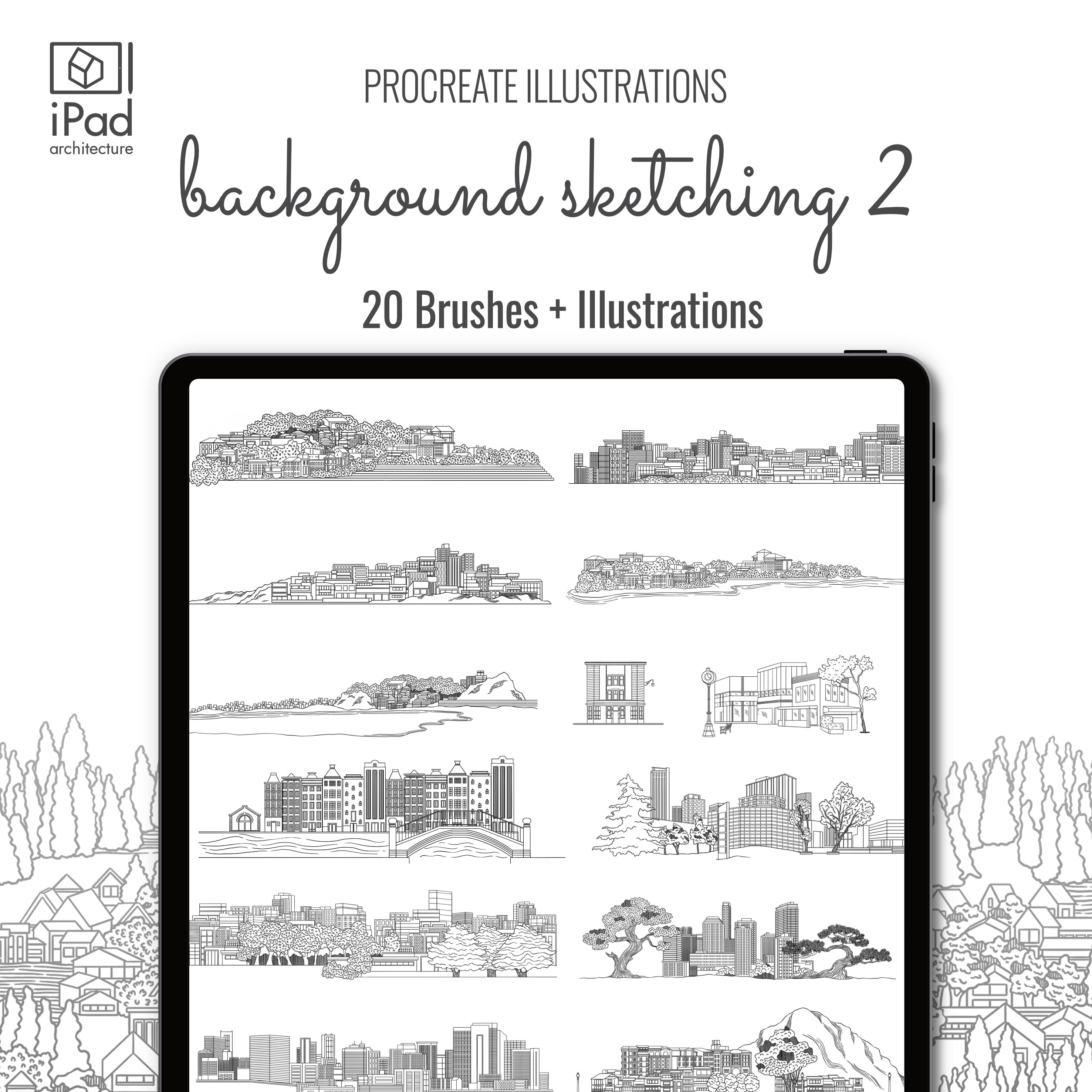 Procreate Background Sketching Brushset & Illustrations 2 PNG - Toffu Co