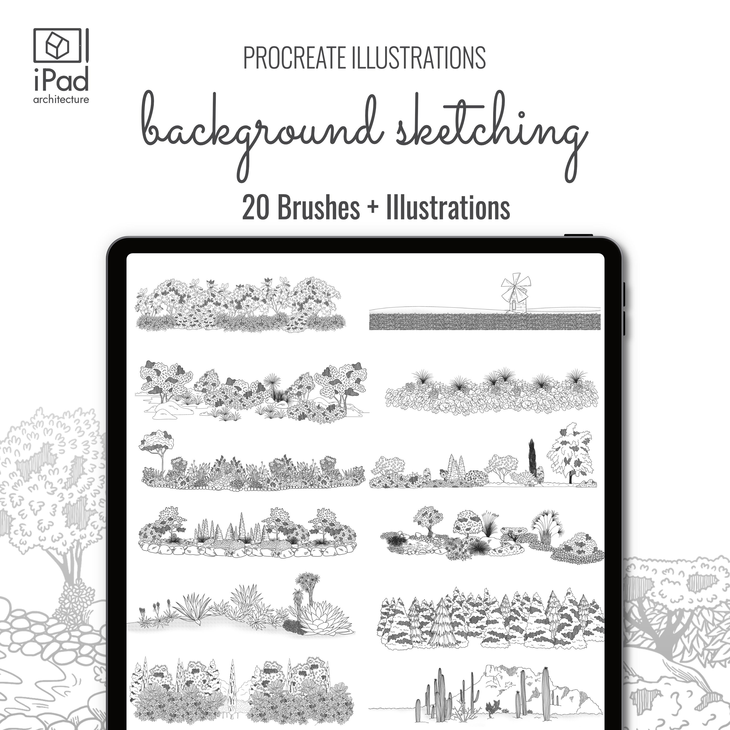 Procreate Background Sketching Brushset & Illustrations PNG - Toffu Co