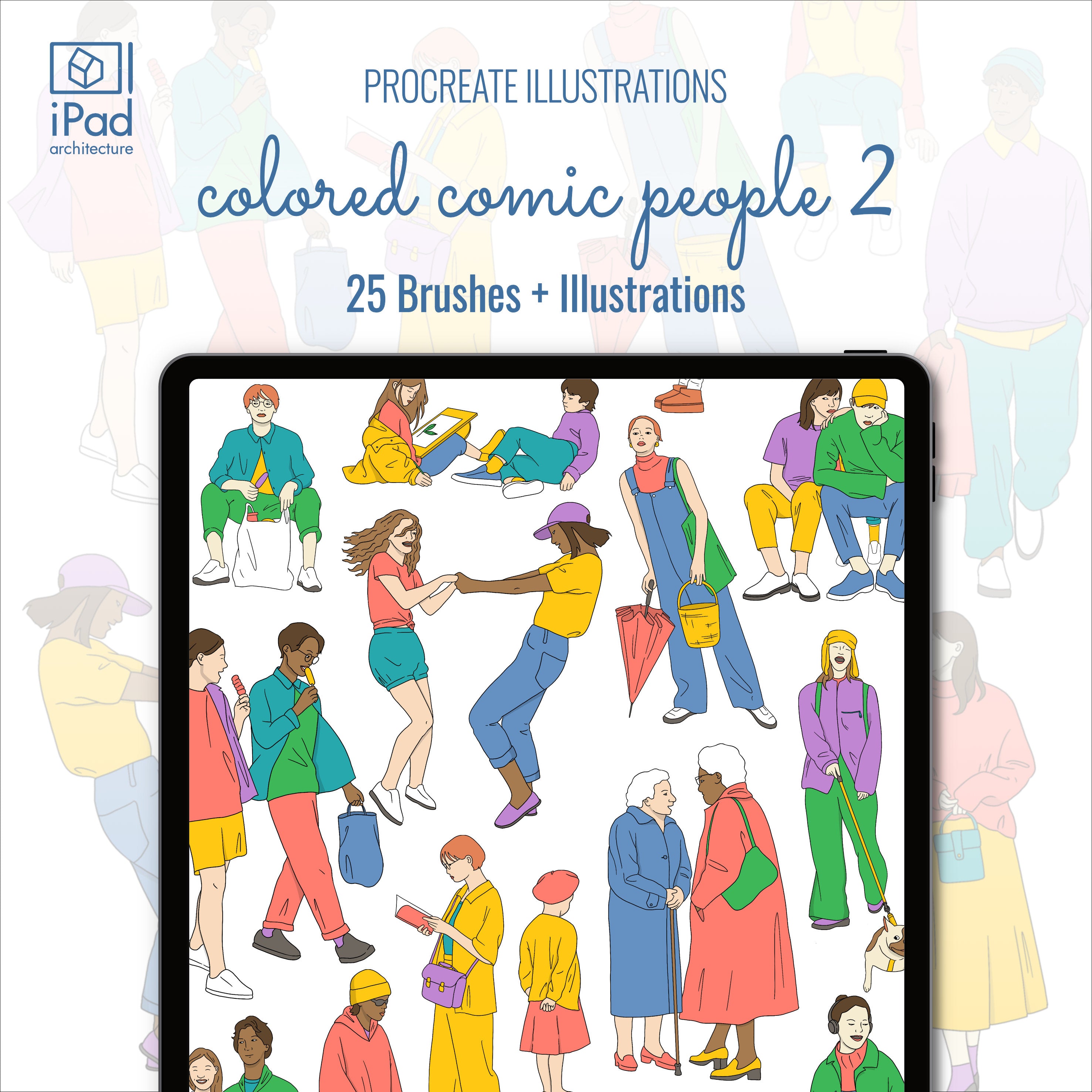 Procreate Colored Comic People Brushset & Illustrations 2 PNG - Toffu Co