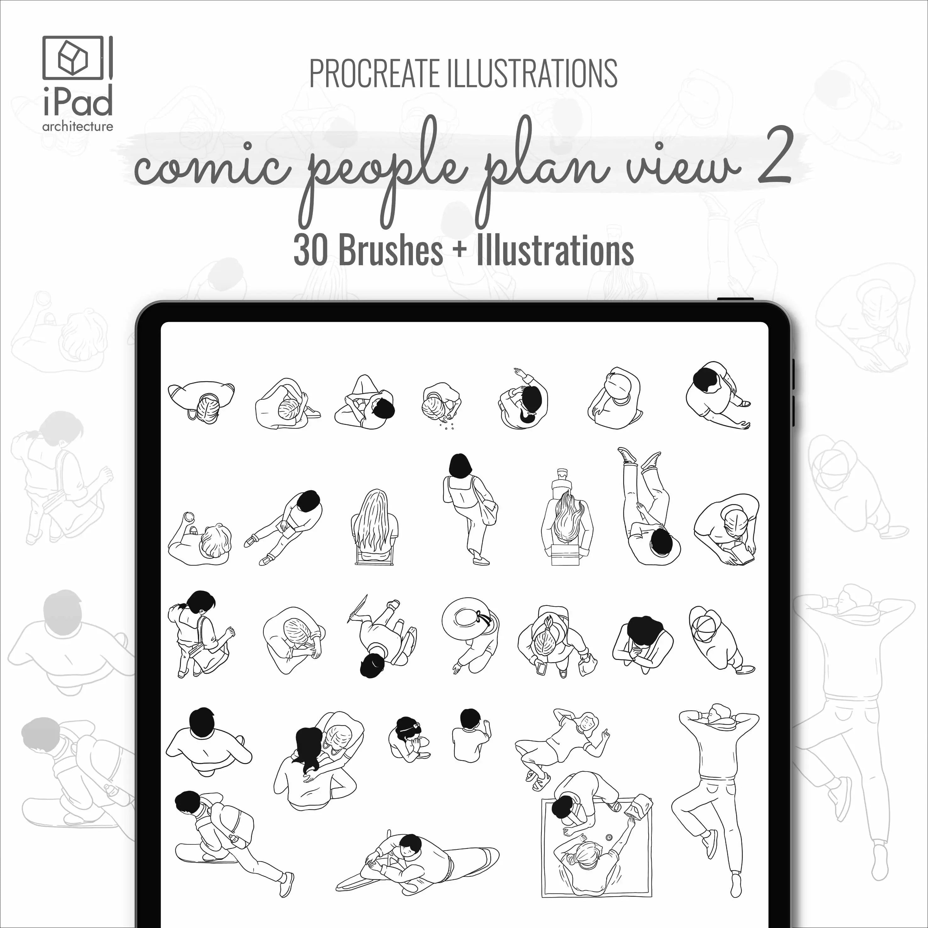 Procreate Comic People Plan View Brushset & Illustrations 2 Digital Artwork drawings | Toffu Co