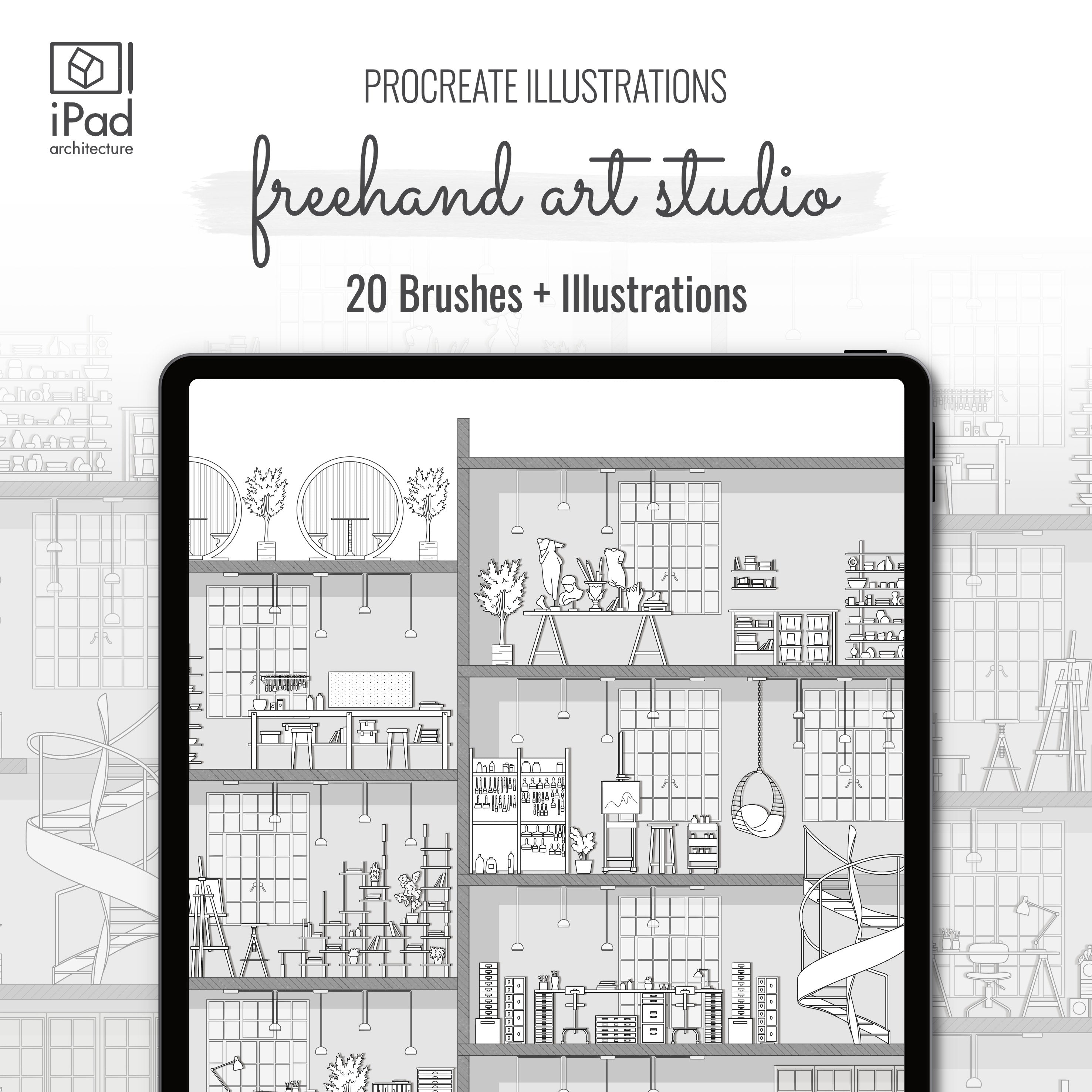 Procreate Freehand Art Studio Furniture Brushset & Illustrations PNG - Toffu Co