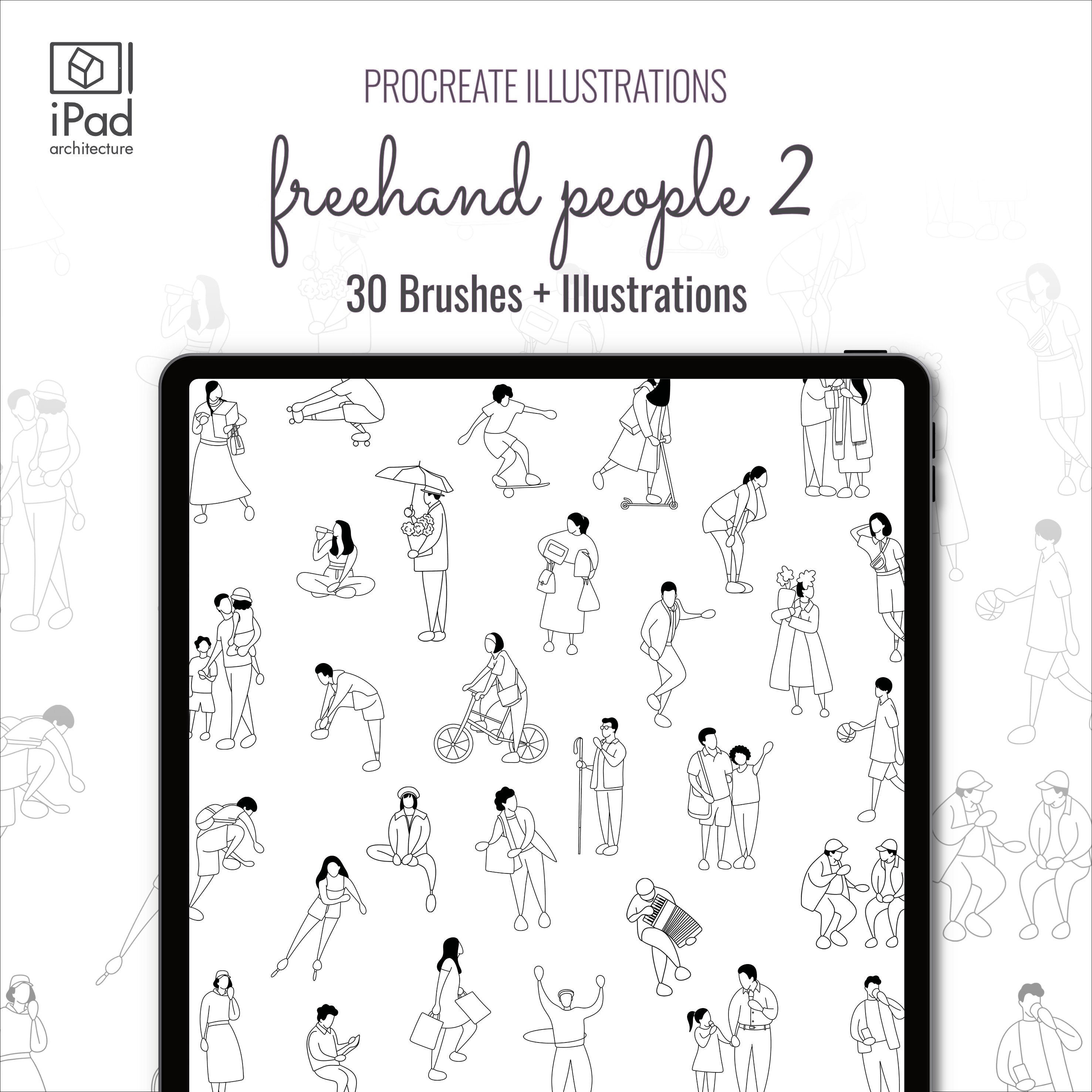 Procreate Freehand People Brushset & Illustrations 2 PNG - Toffu Co