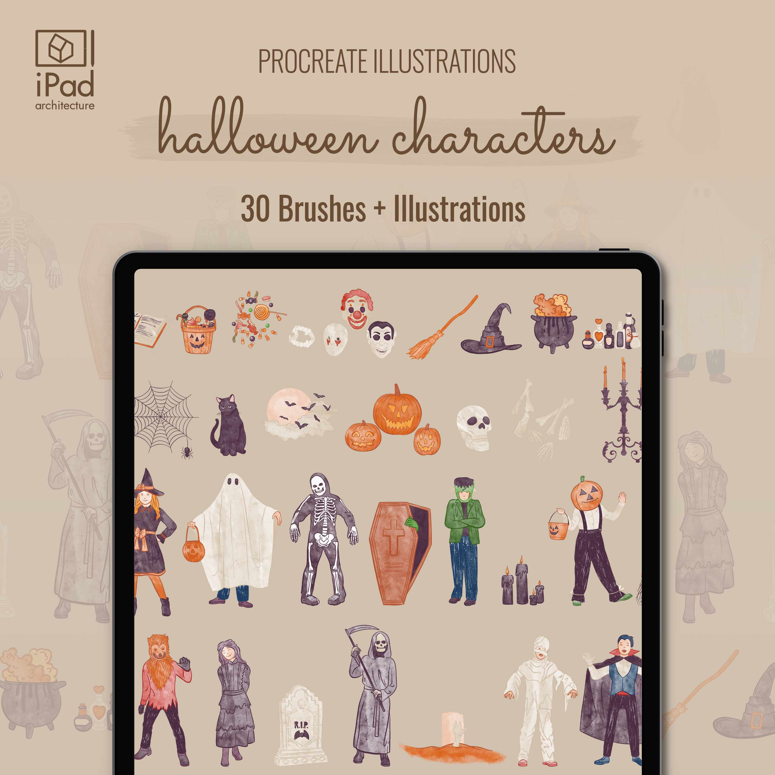 Procreate Halloween Brushset & Illustrations PNG - Toffu Co