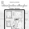 Procreate Outline Furniture Plan Brushset & Illustrations PNG - Toffu Co