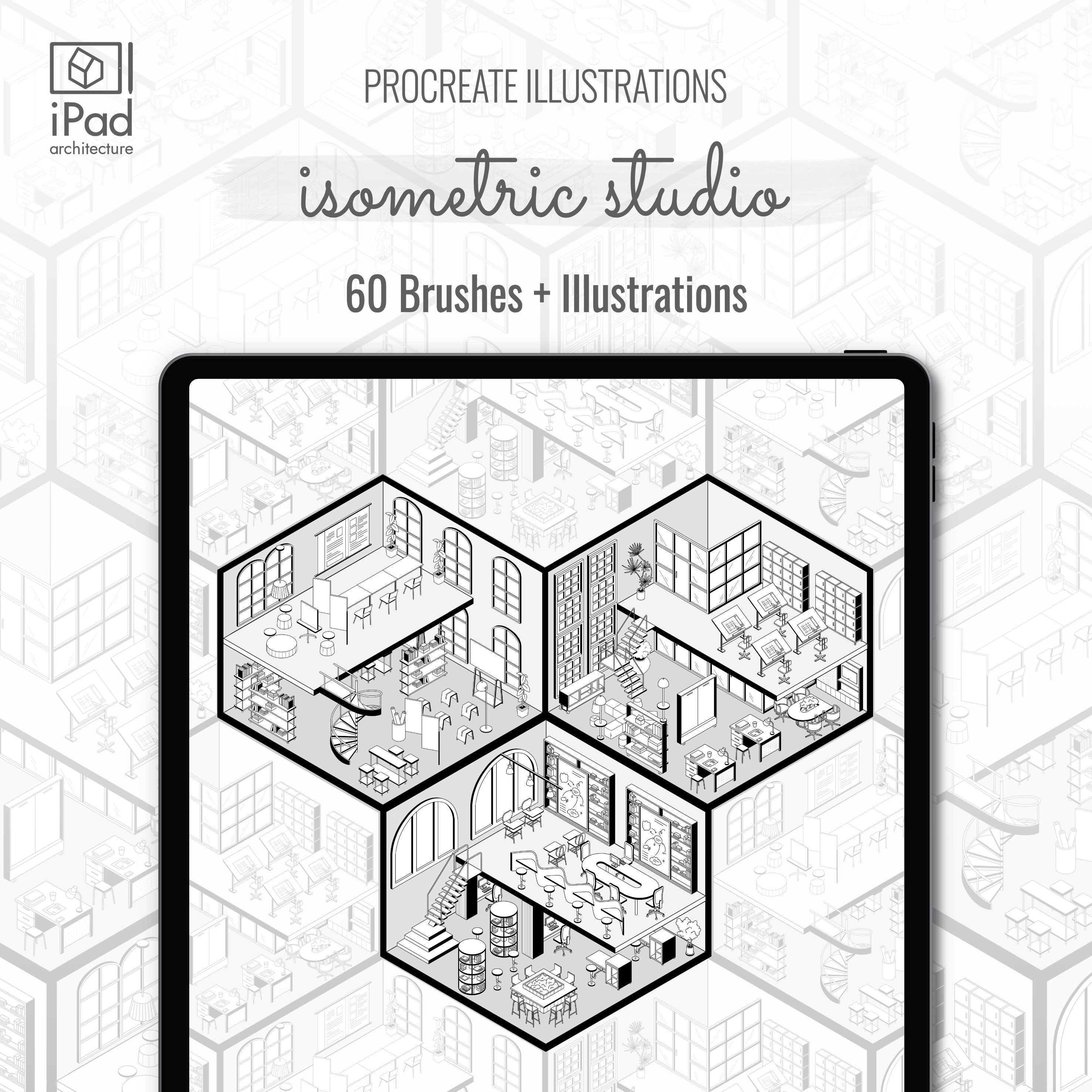 Procreate Isometric Studio Brushset & Illustrations PNG - Toffu Co