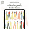 Procreate Watercolor People Brushset & Illustrations PNG - Toffu Co