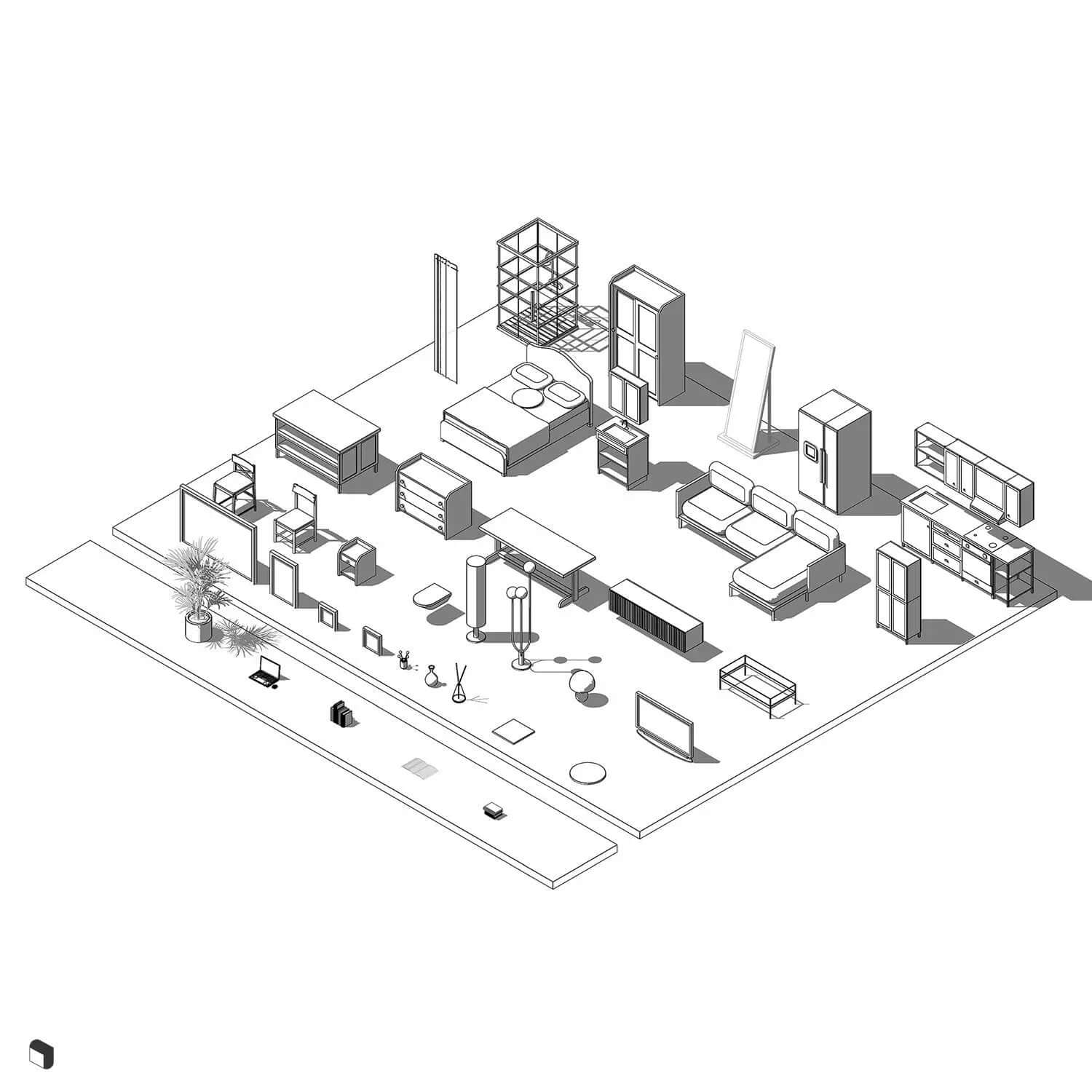 3D Model Revit Ikea Home Digital Artwork drawings | Toffu Co