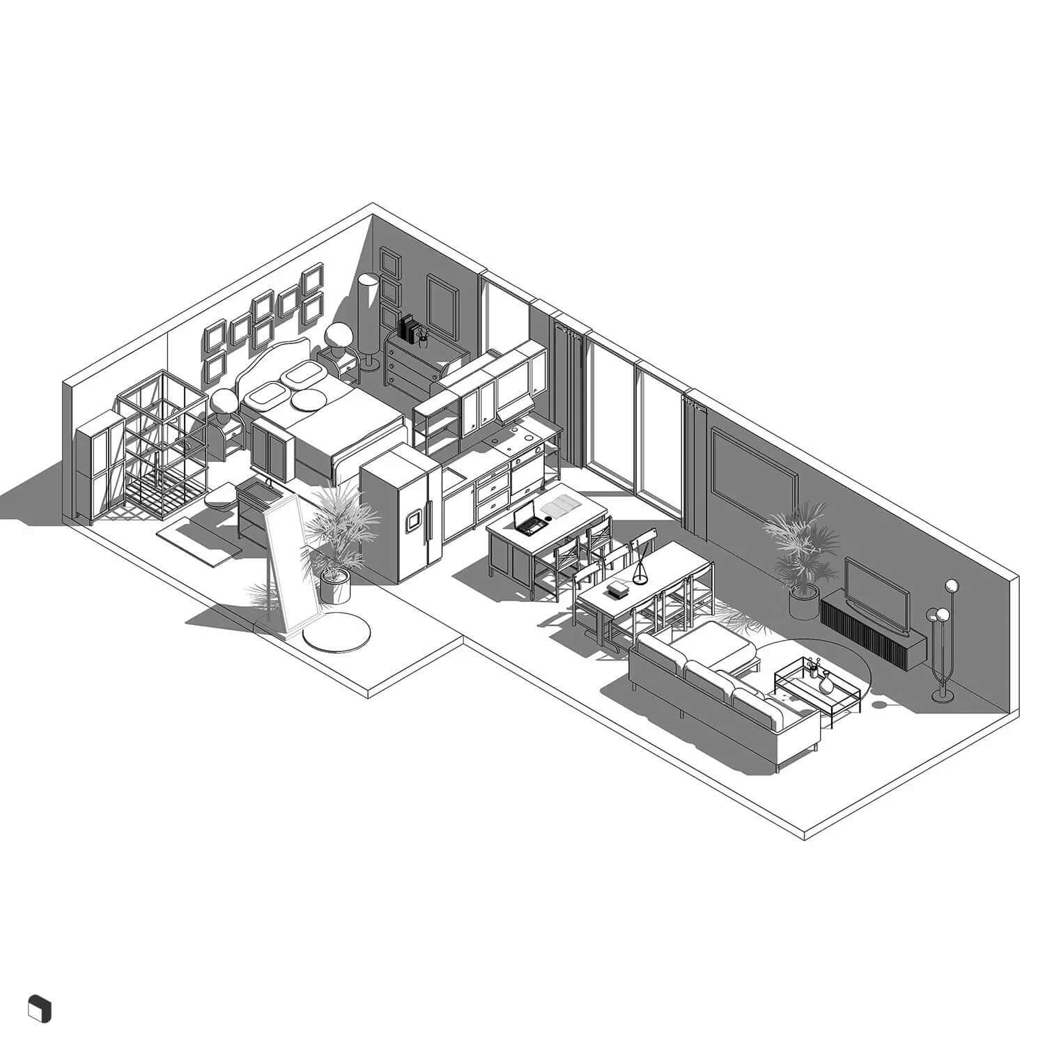 3D Model Revit Ikea Home Digital Artwork drawings | Toffu Co