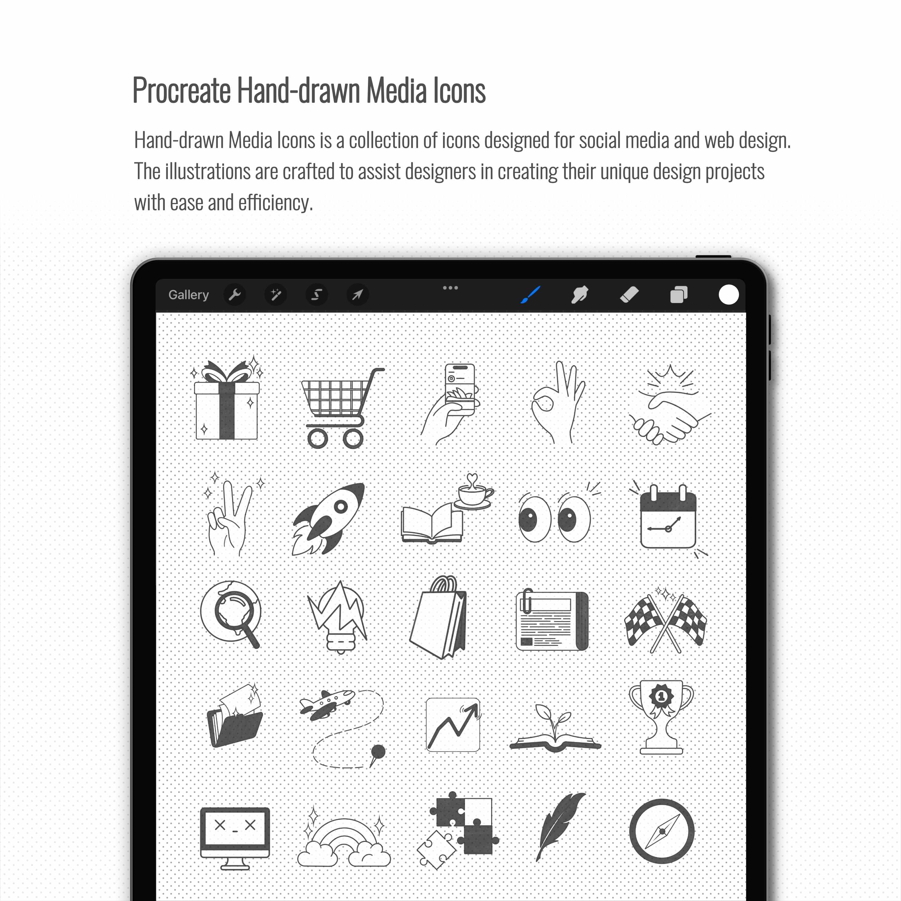 Procreate Hand-drawn Media Icons 2 PNG - Toffu Co