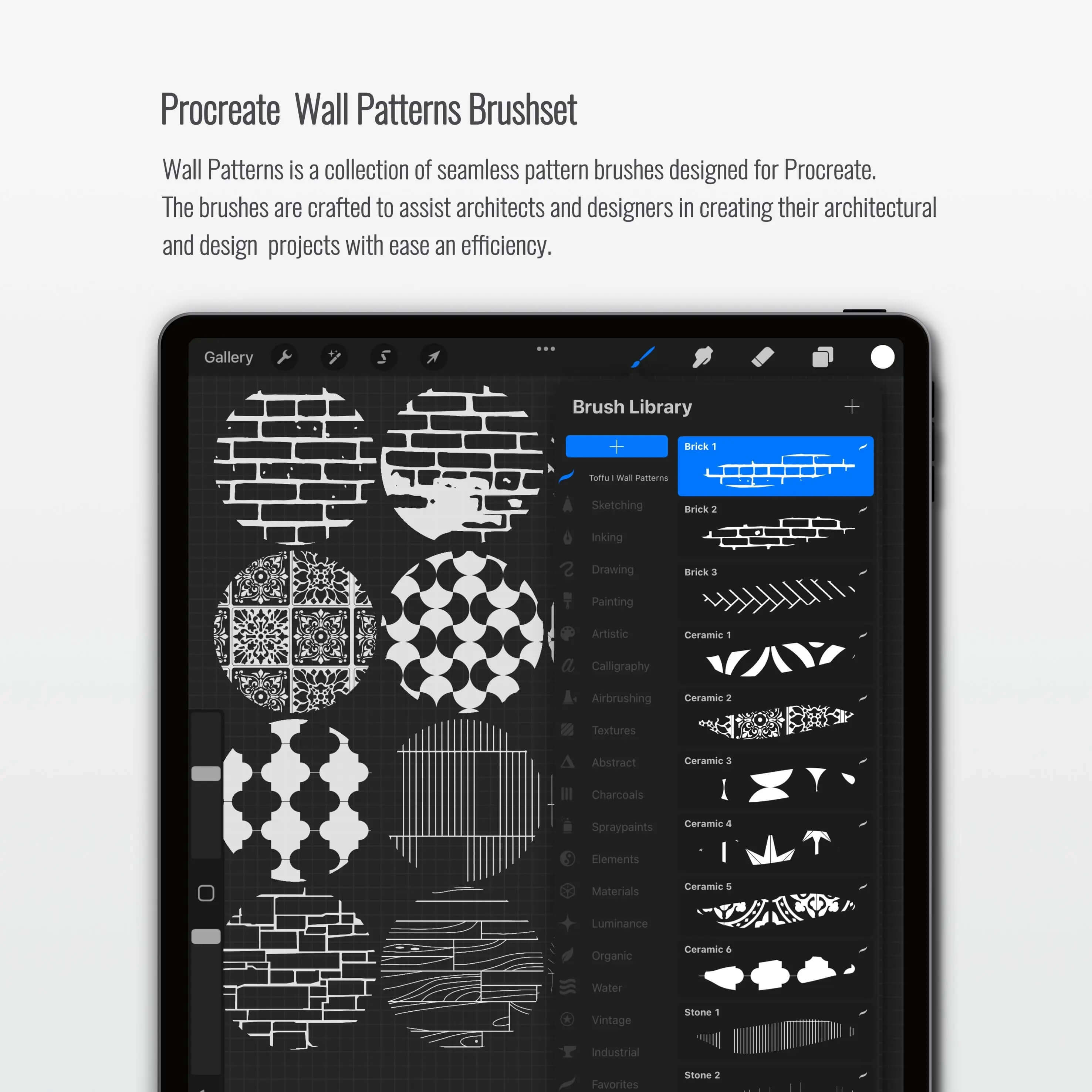 Procreate Wall Patterns Brushset Digital Artwork drawings | Toffu Co