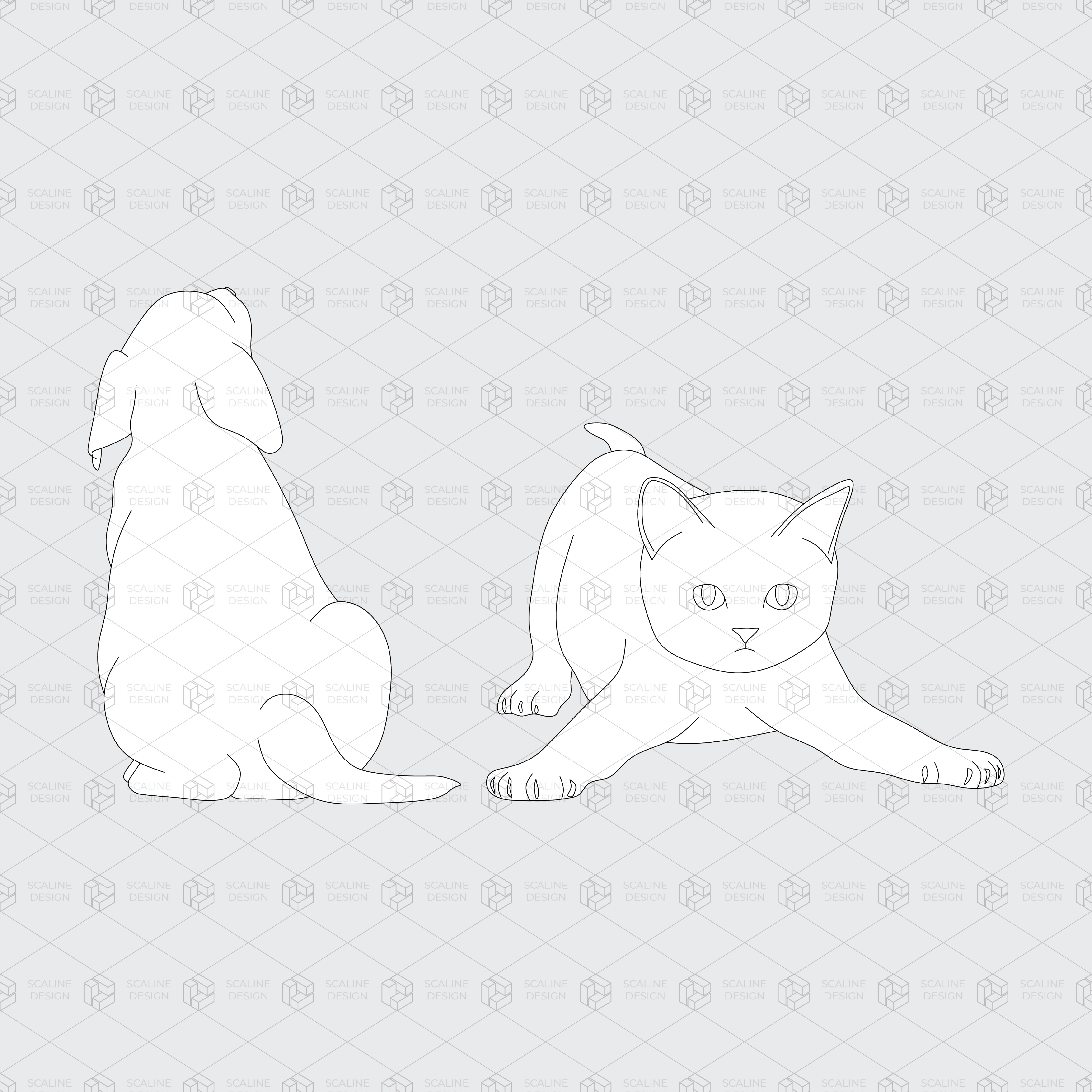Cad Pets Domestic Animals Digital Artwork drawings | Toffu Co