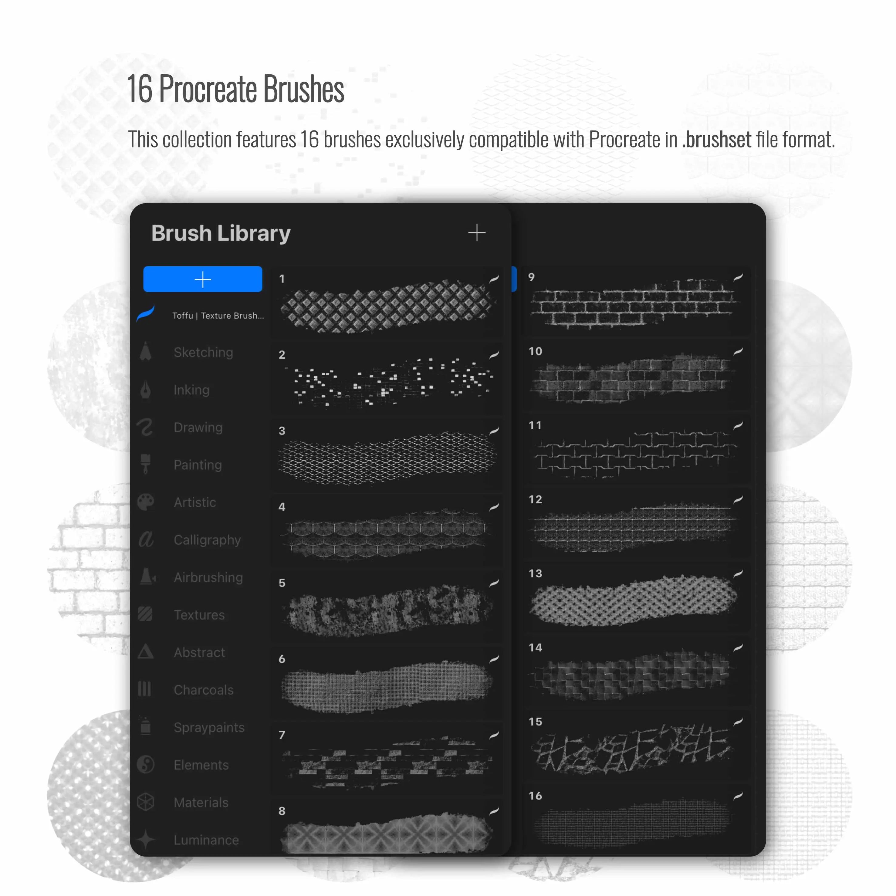 Procreate Texture Brushset 3 PNG - Toffu Co