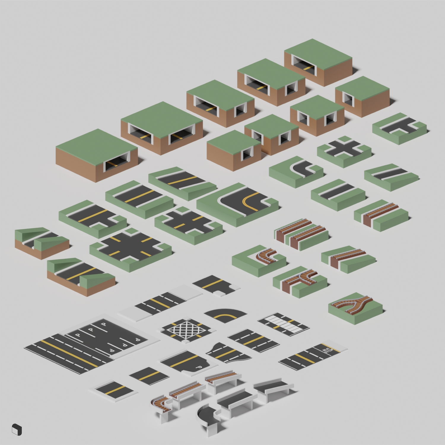 3D Model Low Poly Road Constructor PNG - Toffu Co