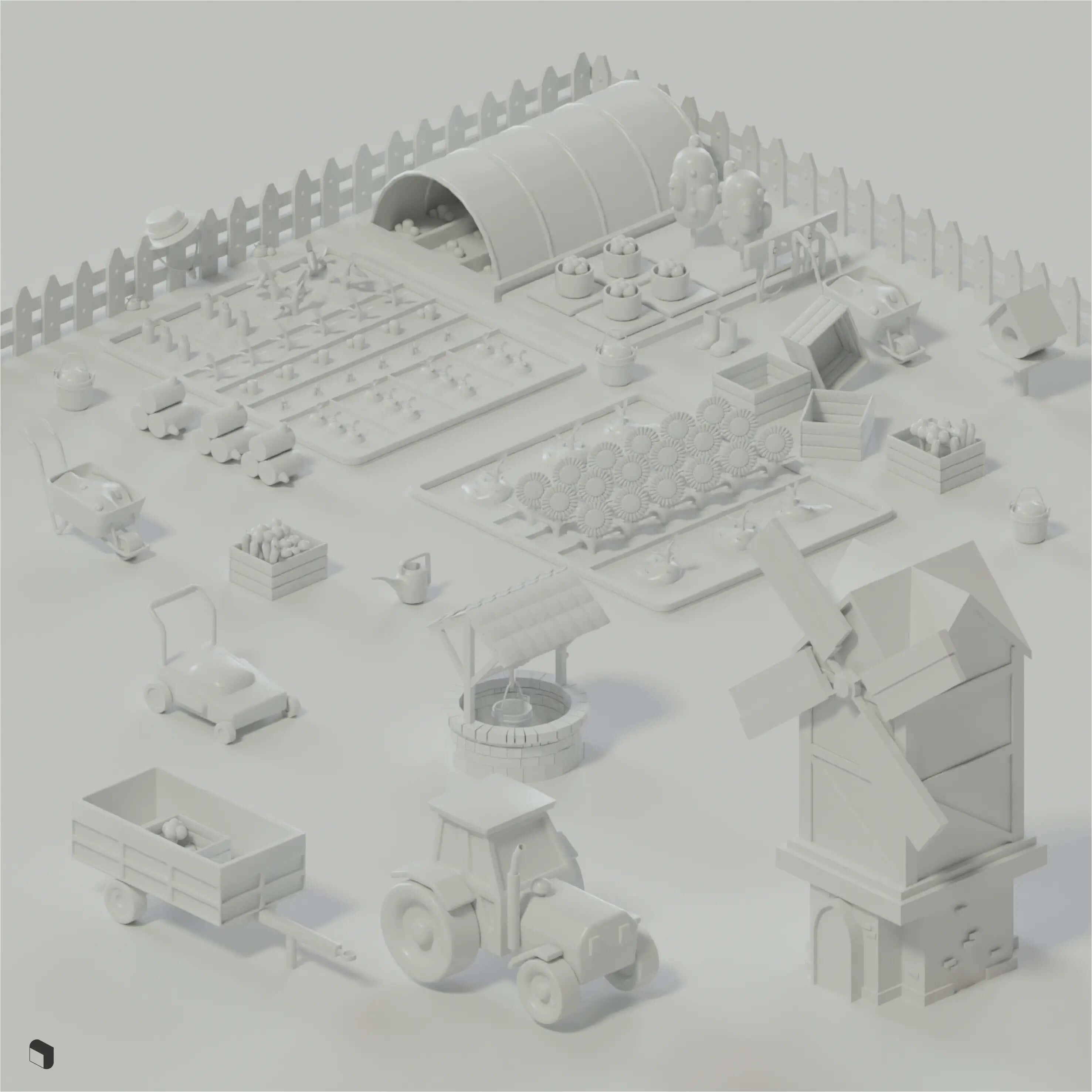 3D Model Low Poly Farm Digital Artwork drawings | Toffu Co