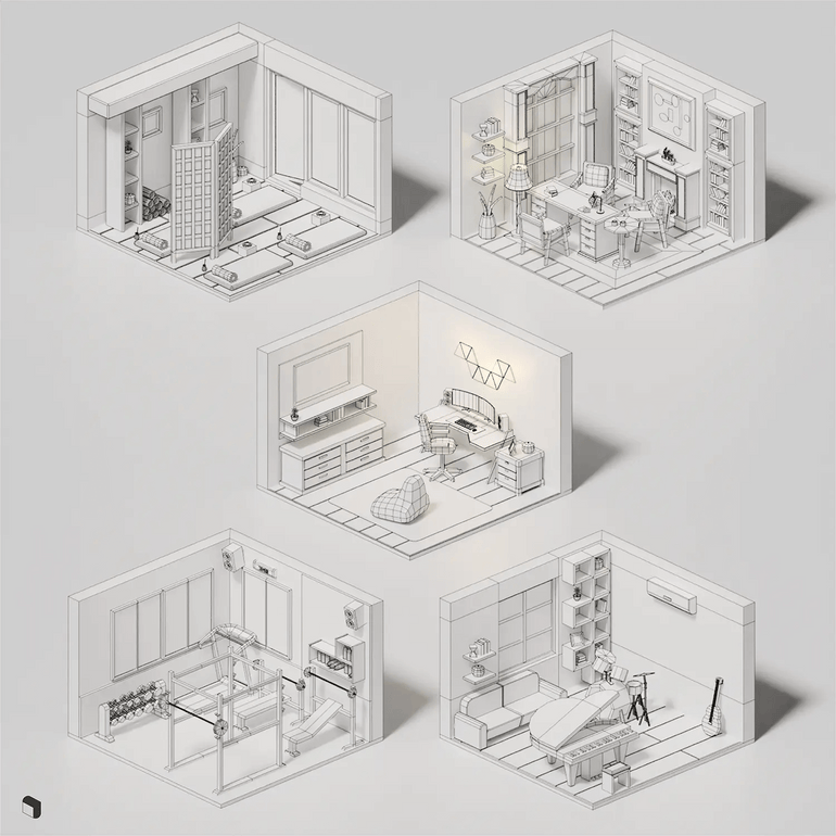 Low Poly Storage Roon 3D Model Low Poly Hobby Room Setups – Toffu Co