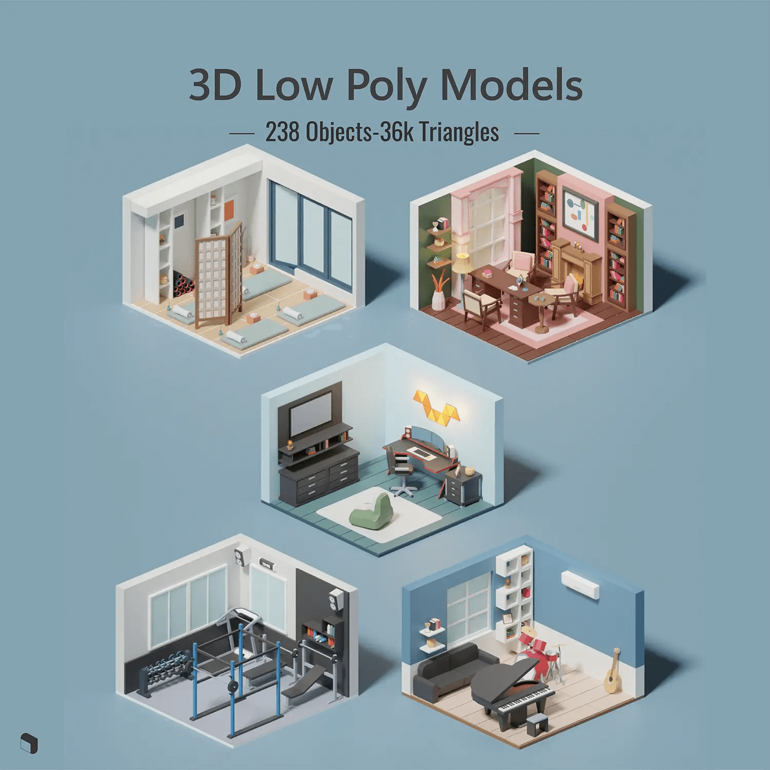 Low Poly Storage Roon 3D Model Low Poly Hobby Room Setups – Toffu Co
