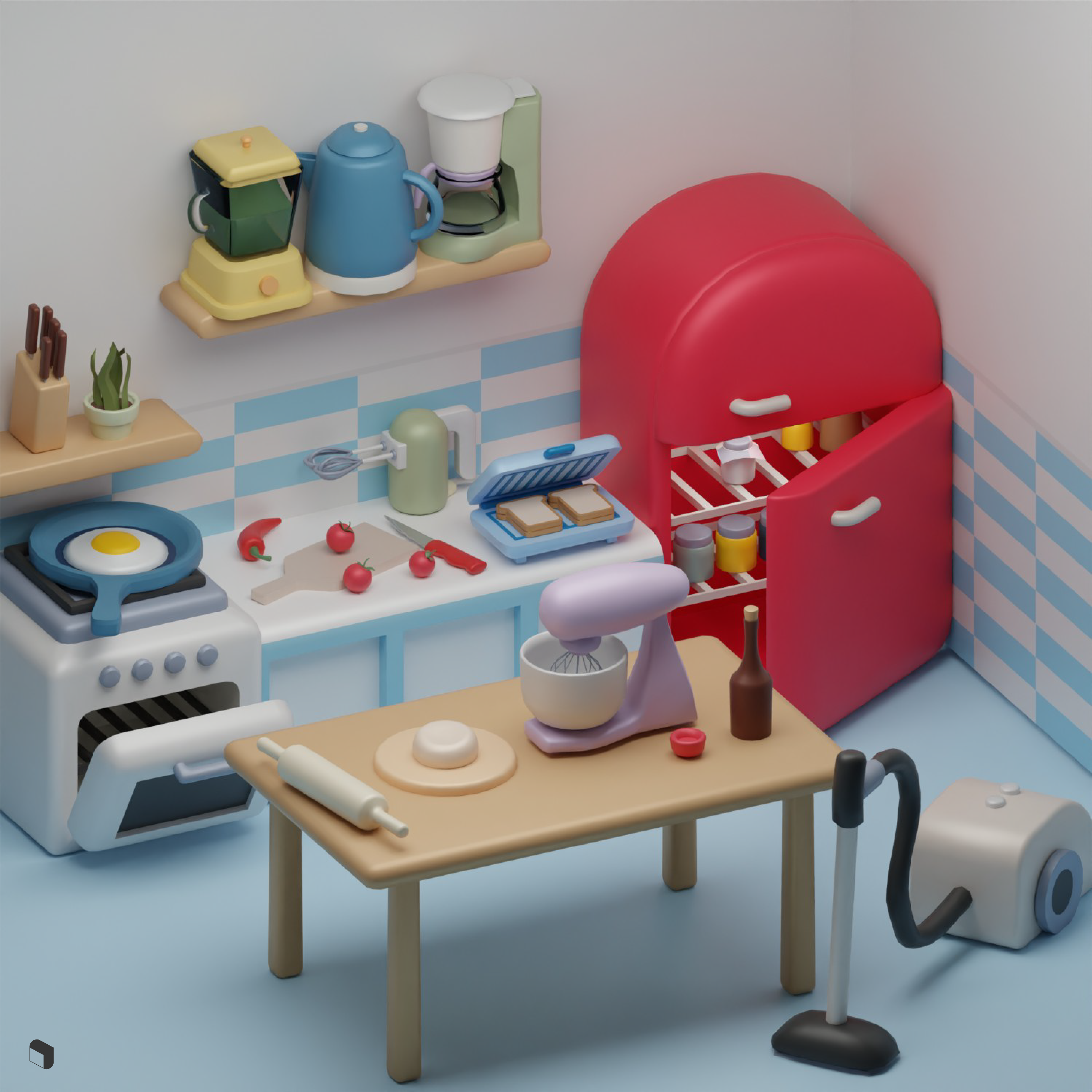 3D Model Low Poly Home Appliance PNG - Toffu Co