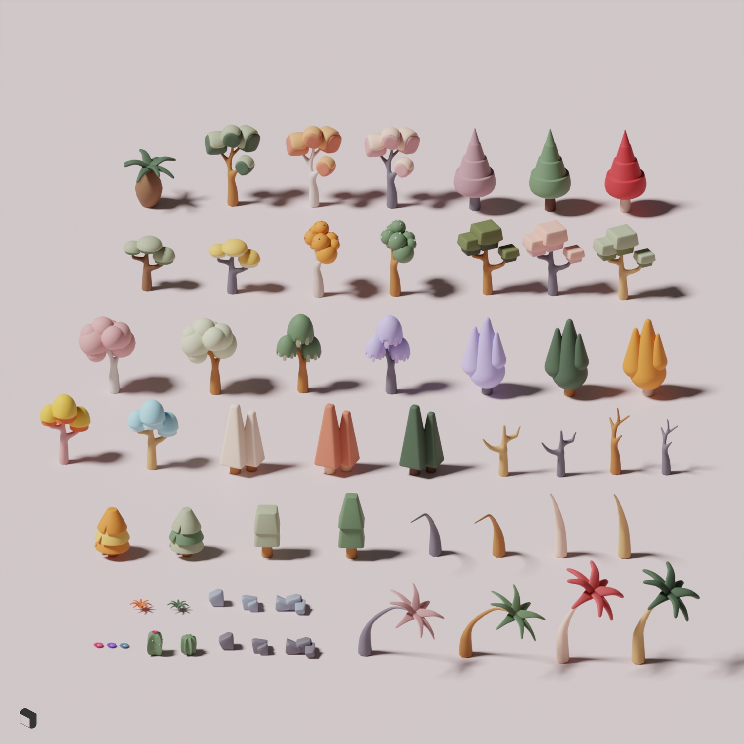 3D Model Low Poly Hypercasual Tree & Plant PNG - Toffu Co