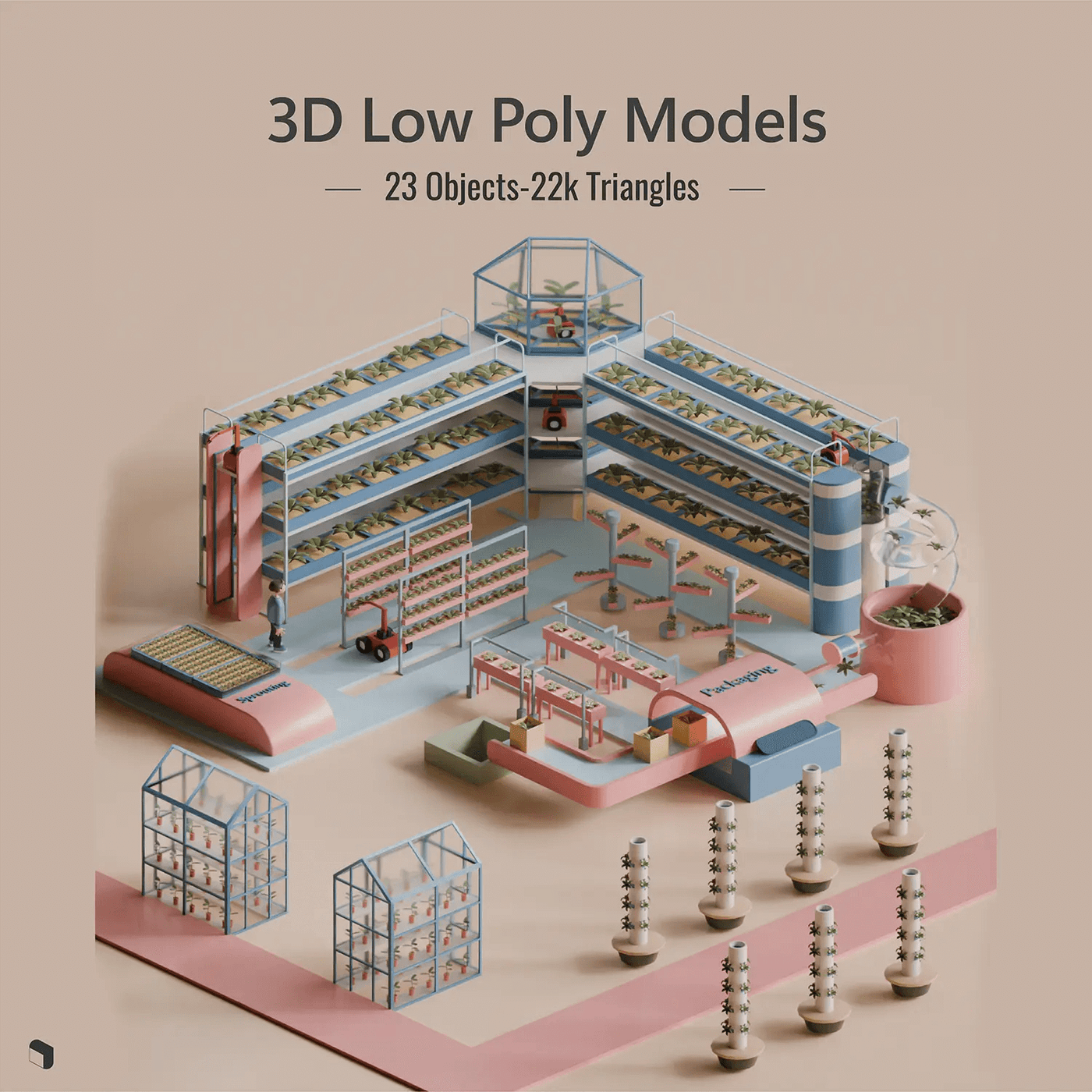3D Model Low Poly Plant Factory – Toffu Co